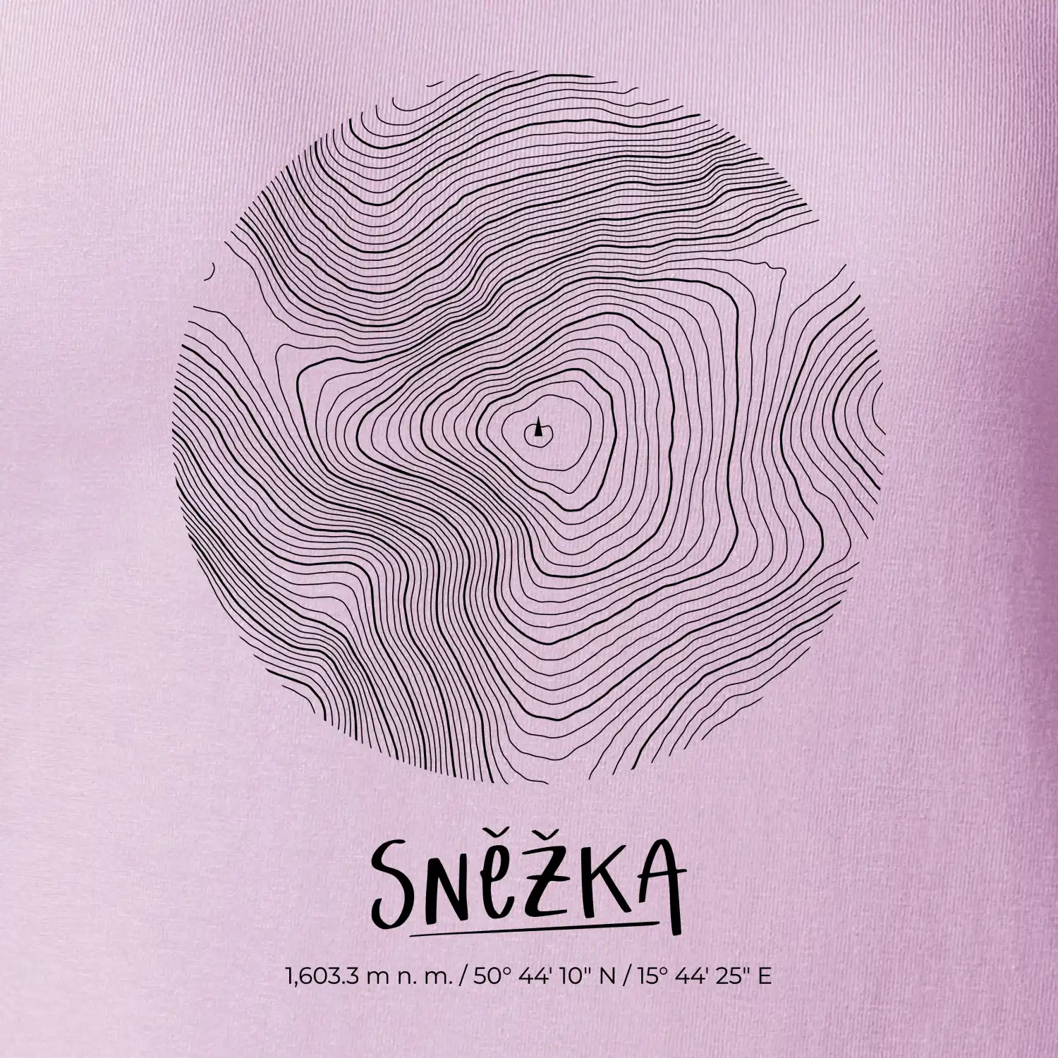 Sněžka - vrstevnice v kruhu