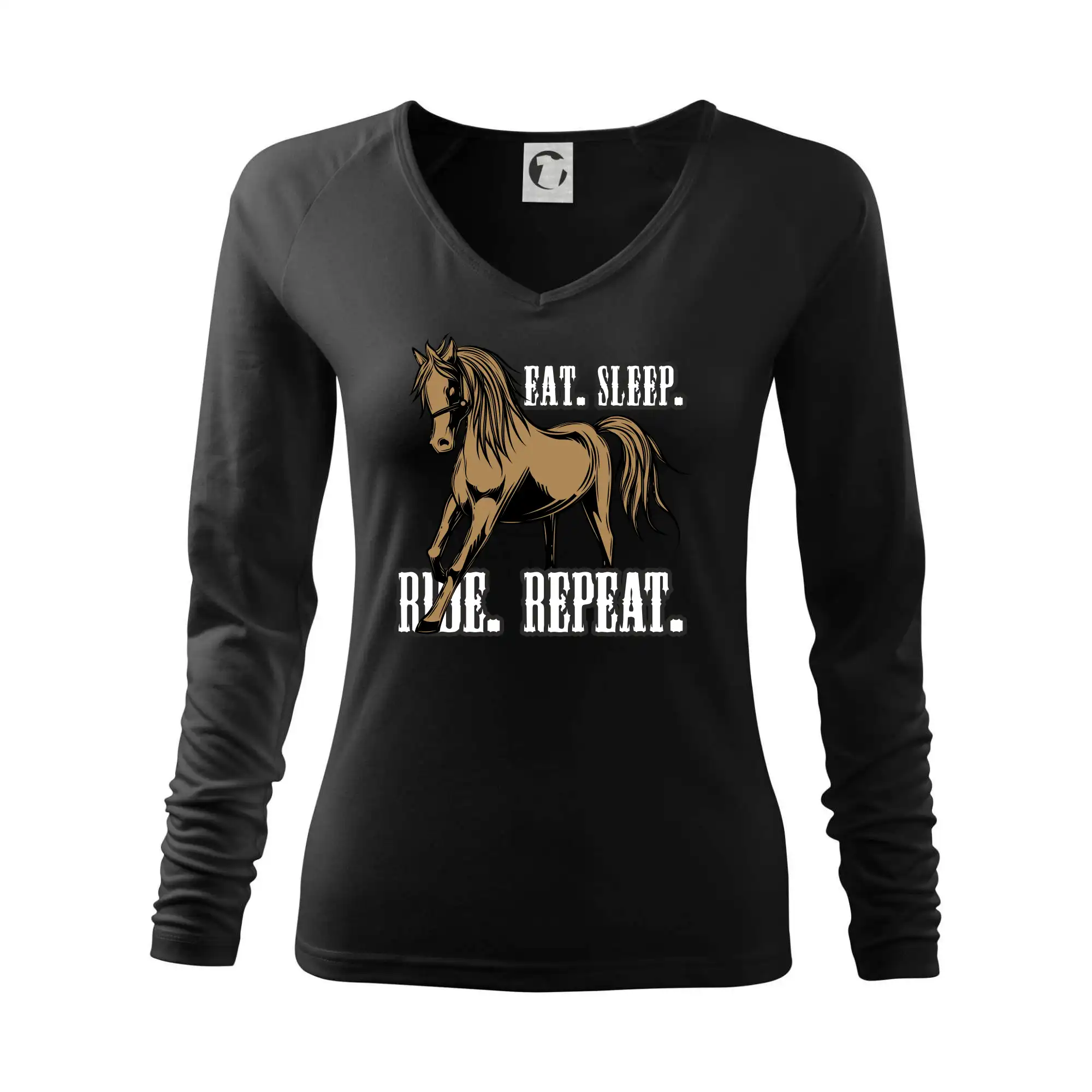 Tričká s koňmi - Eat Sleep Ride Repeat Western - Tričko dámske Elegance
