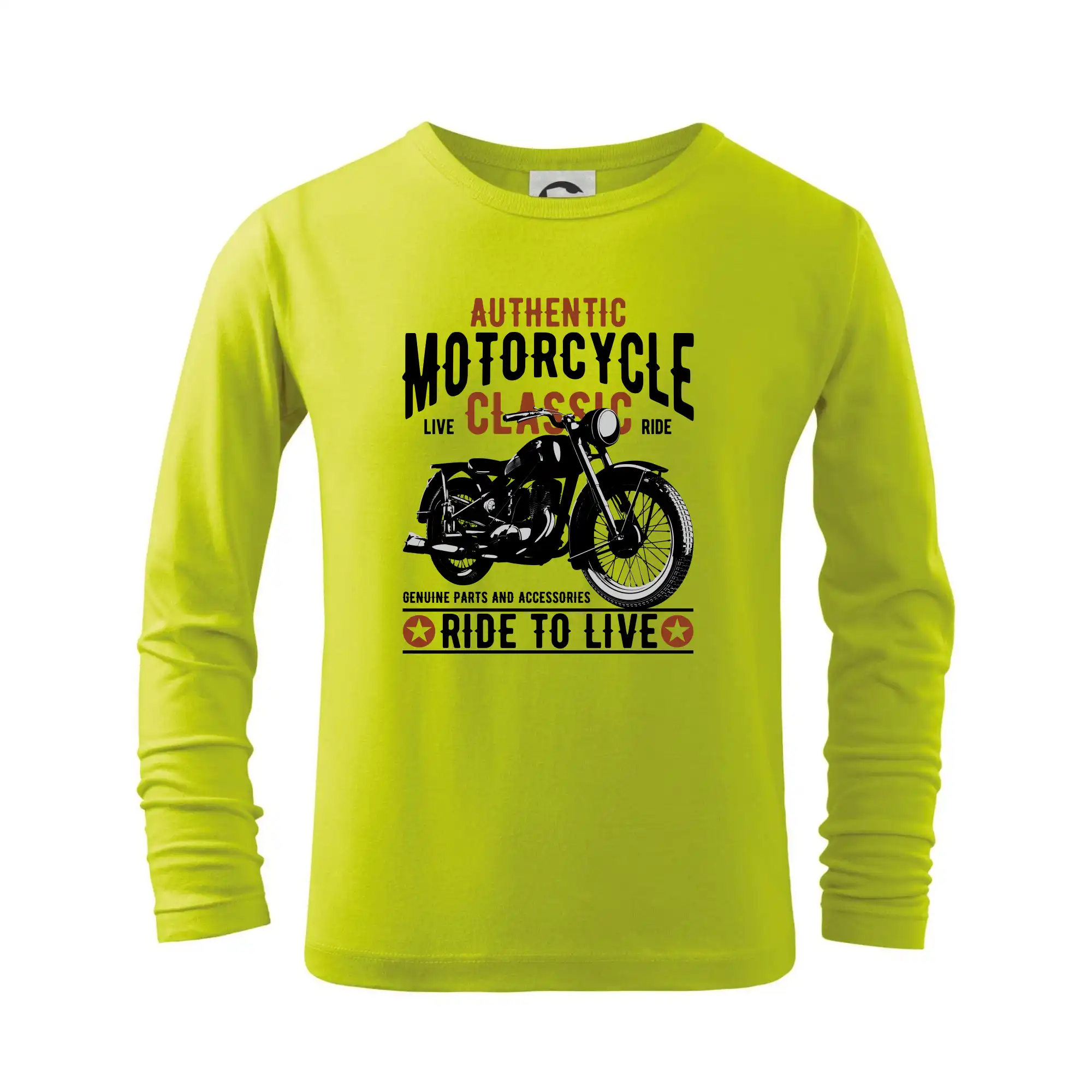 Tričká pre motorkárov¨ - Authentic classic ride to live - Tričko detské Long Sleeve