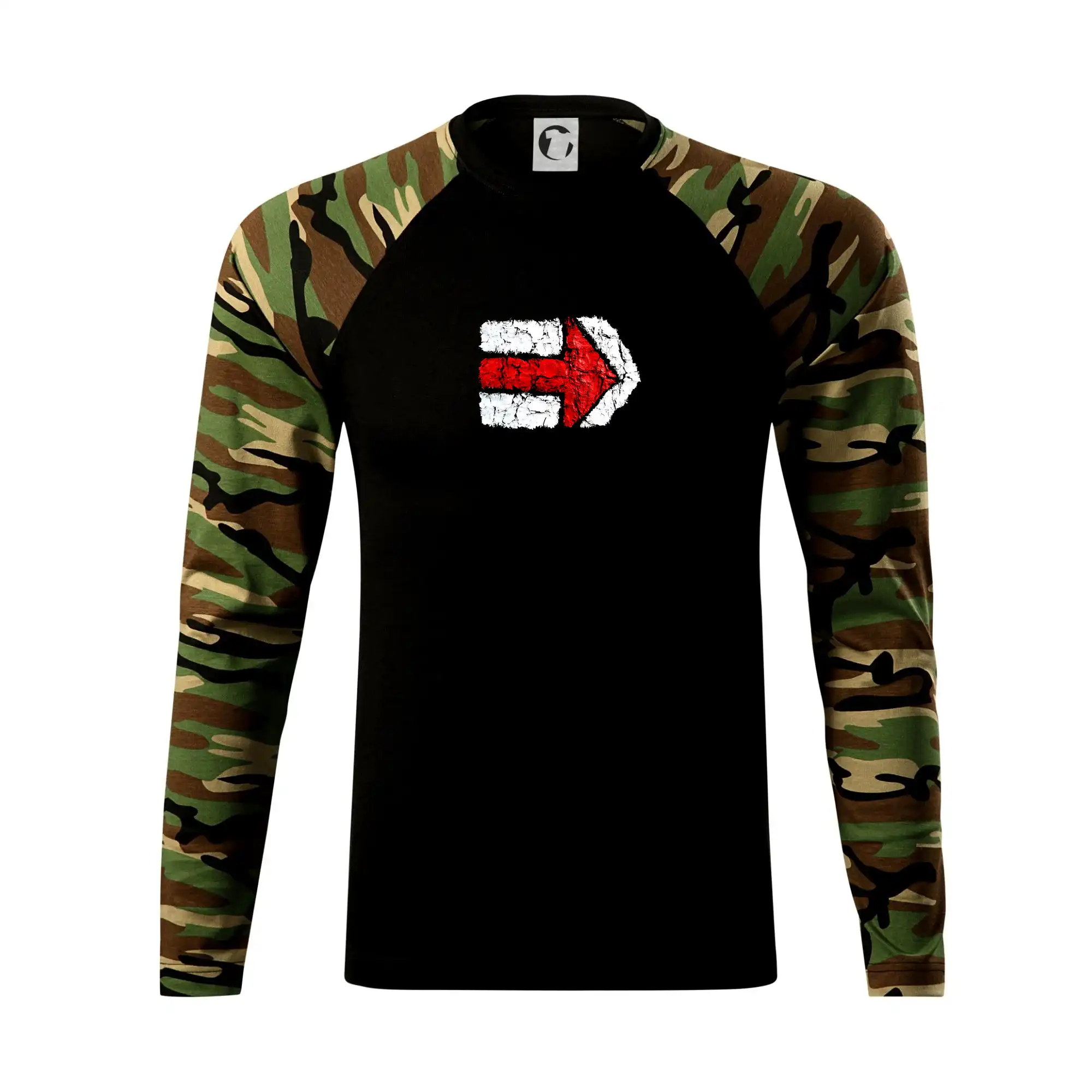 Trička na kempovanie - Párová turistická značka červená - Camouflage LS