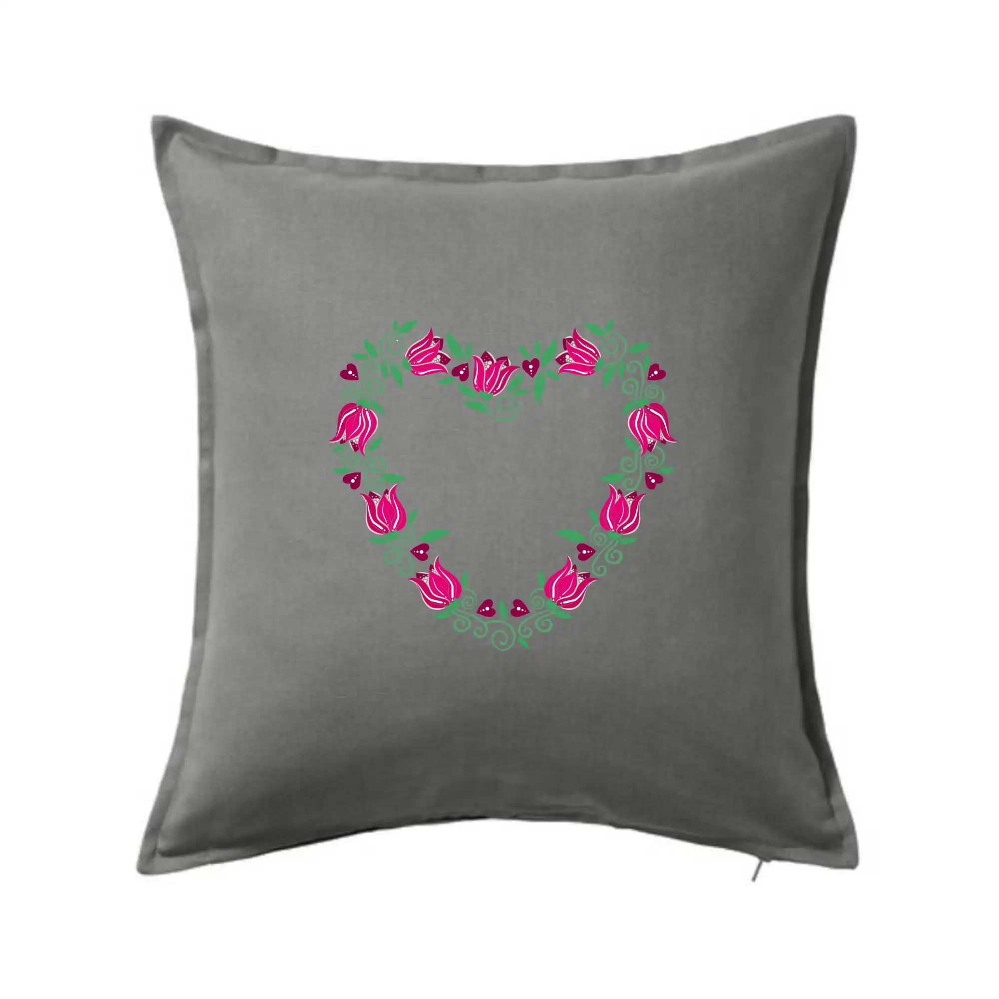 Tričká s kvetinami - Červené tulipánové srdiečko (Pecka design) - Vankúš 50x50