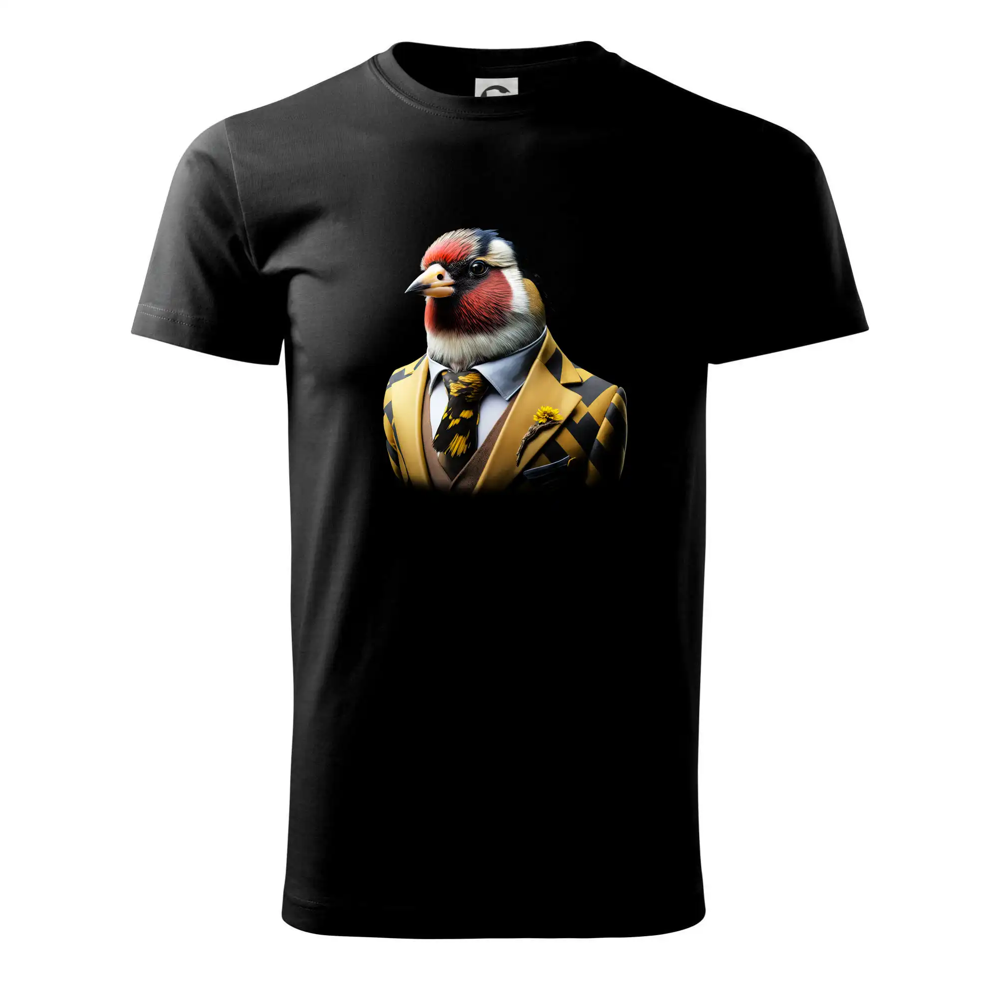 Tričko s motívmi vtákov - Stehlík v obleku - Tričko extra veľké  (5-8XL)