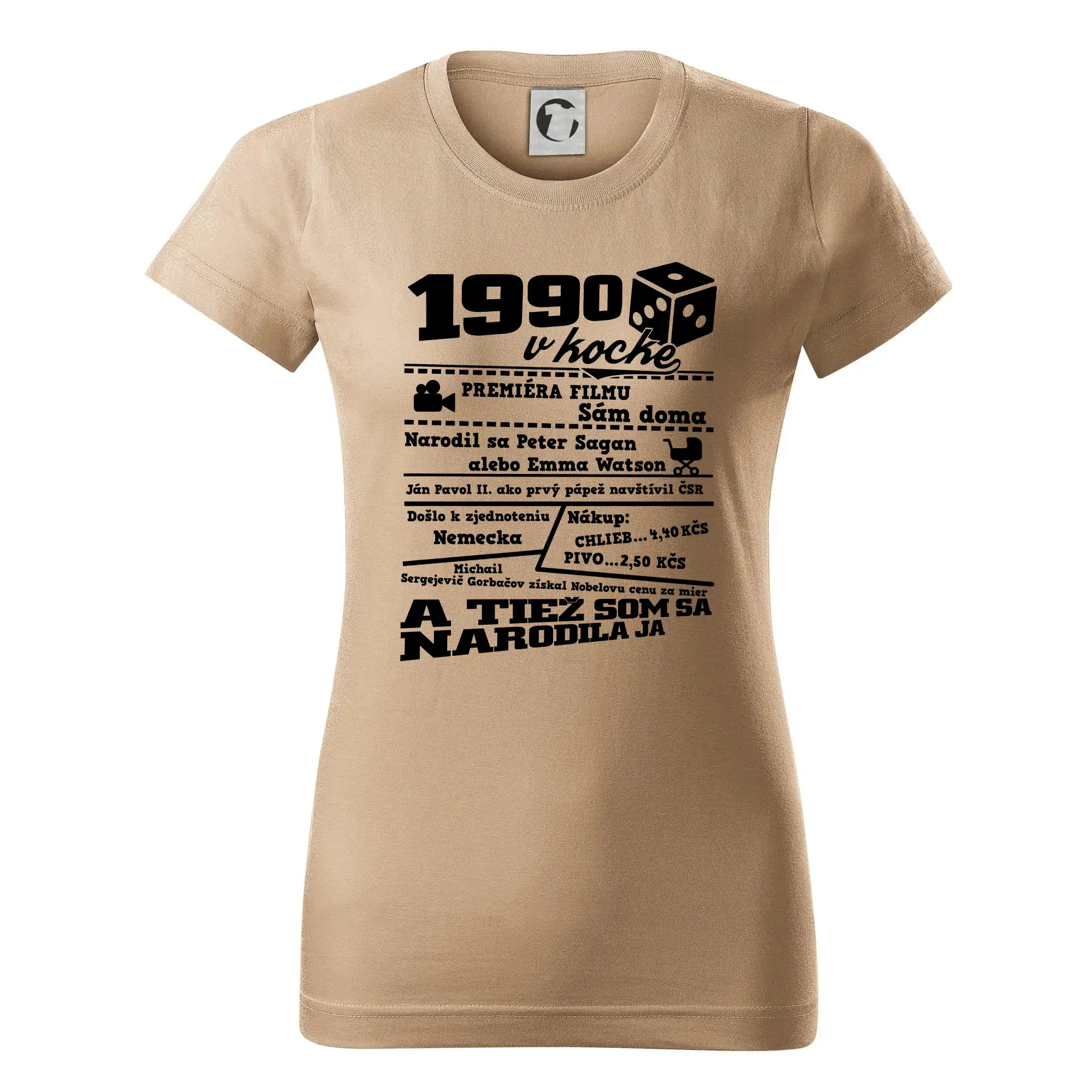 Trička s ročníkom 1990 - 1990 v kocke - Dámske tričko basic - ľahko voľnejšie a dlhšie