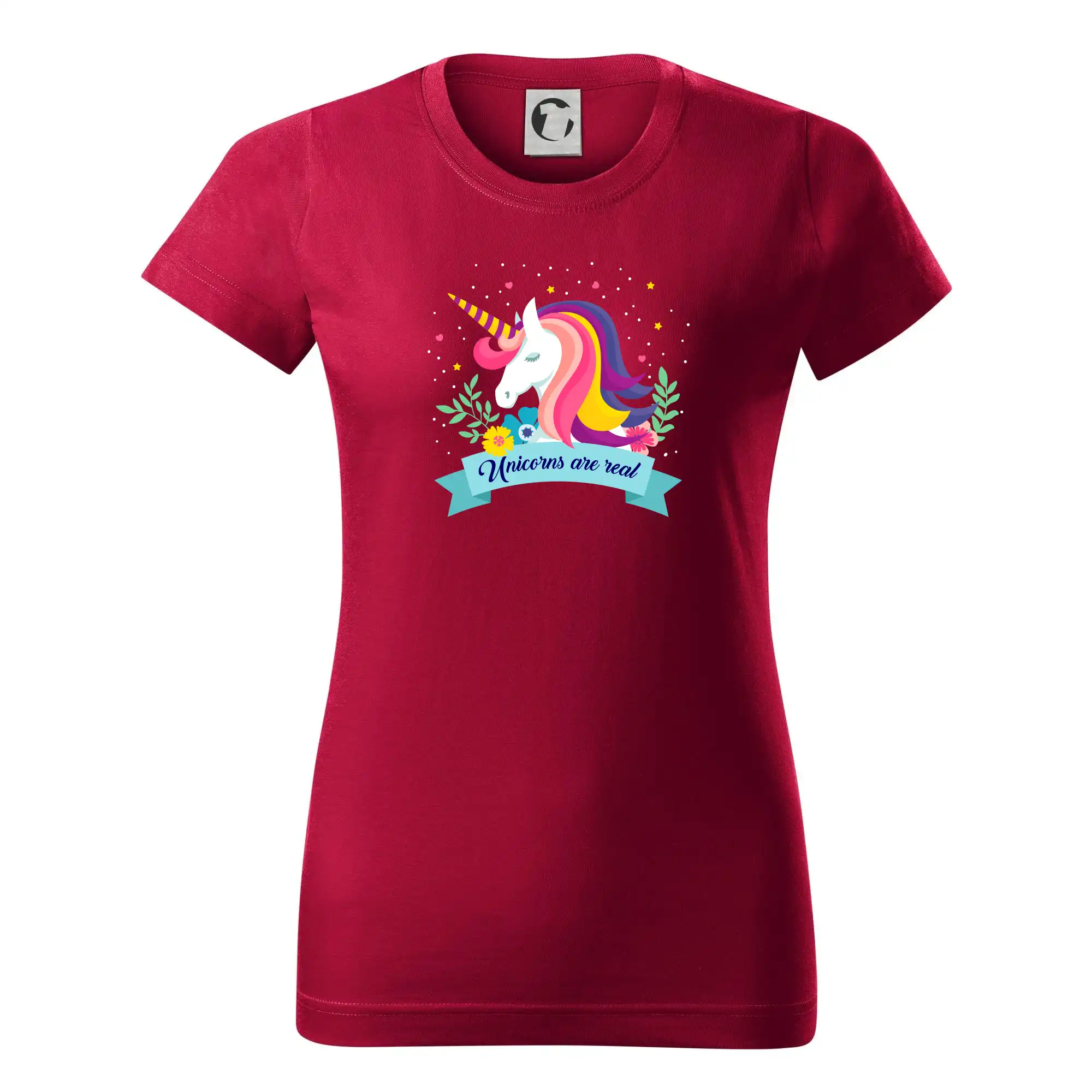 Tričká s jednorožcom - Unicorns are real dúhový - Dámske tričko basic - ľahko voľnejšie a dlhšie