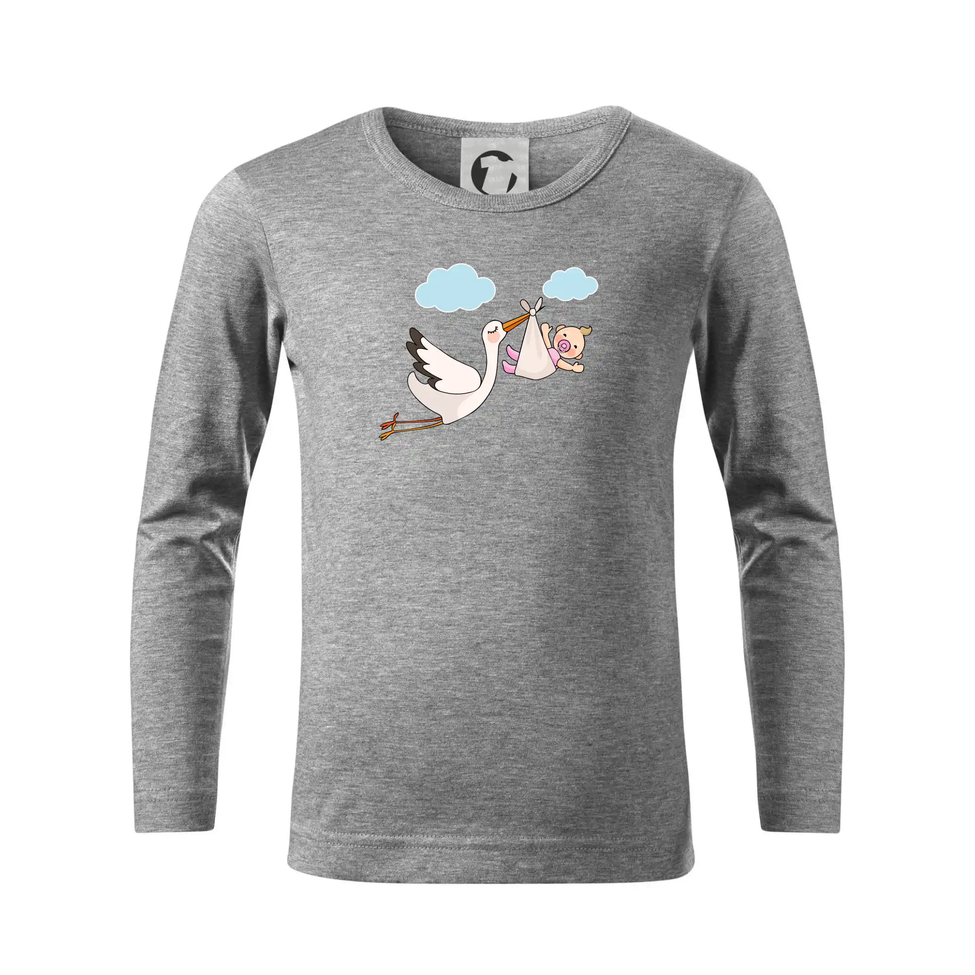 Rodinné tričká - Bocian čakáme bábätko - dievča - Tričko detské Long Sleeve