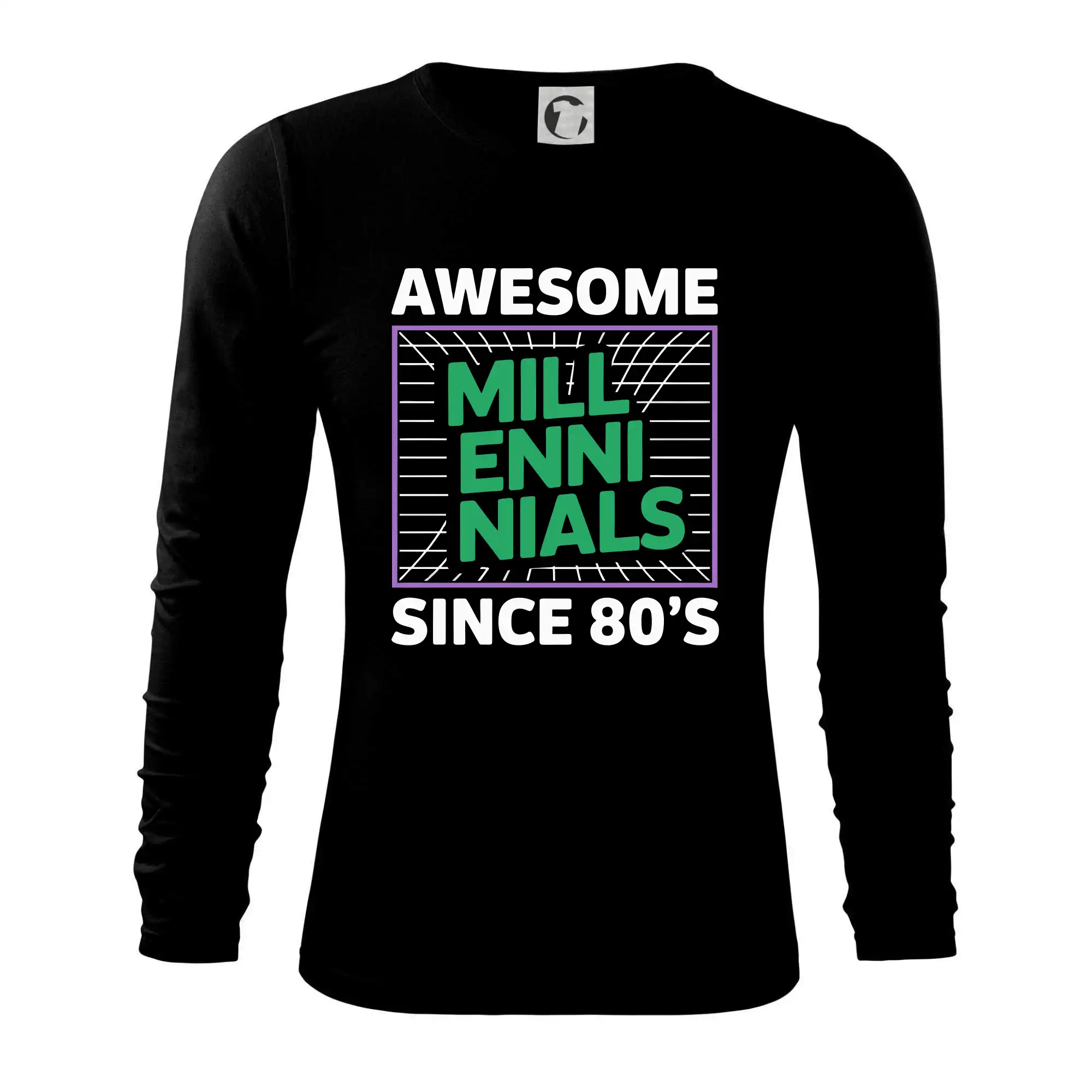 Tričká s motívmi ktoré frčia na internete - Generace Y - Zelený Awesome Millennials Since 80's - Tričko s dlhým rukávom FIT-T long sleeve