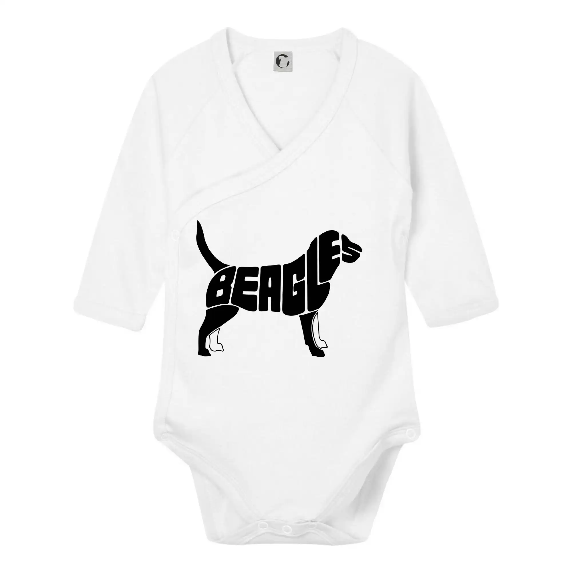 Bígl na tričku - Bígl - nápis v tele - Body zavinovacie s dlhým rukávom