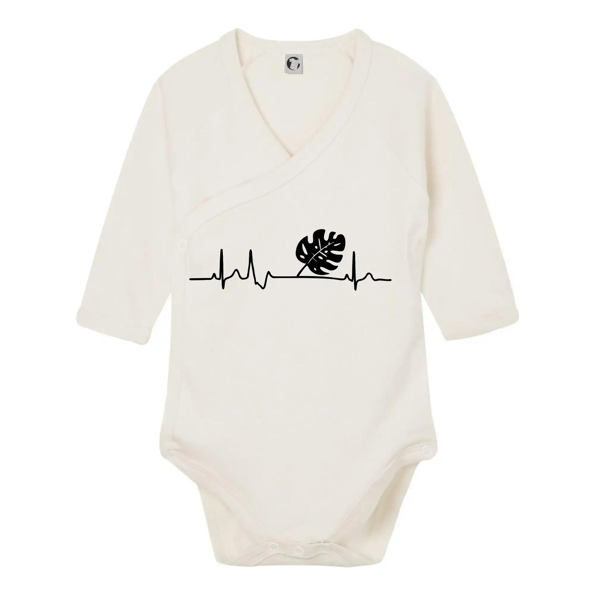 Tričká s kvetinami - EKG Monstera - Body zavinovacie s dlhým rukávom