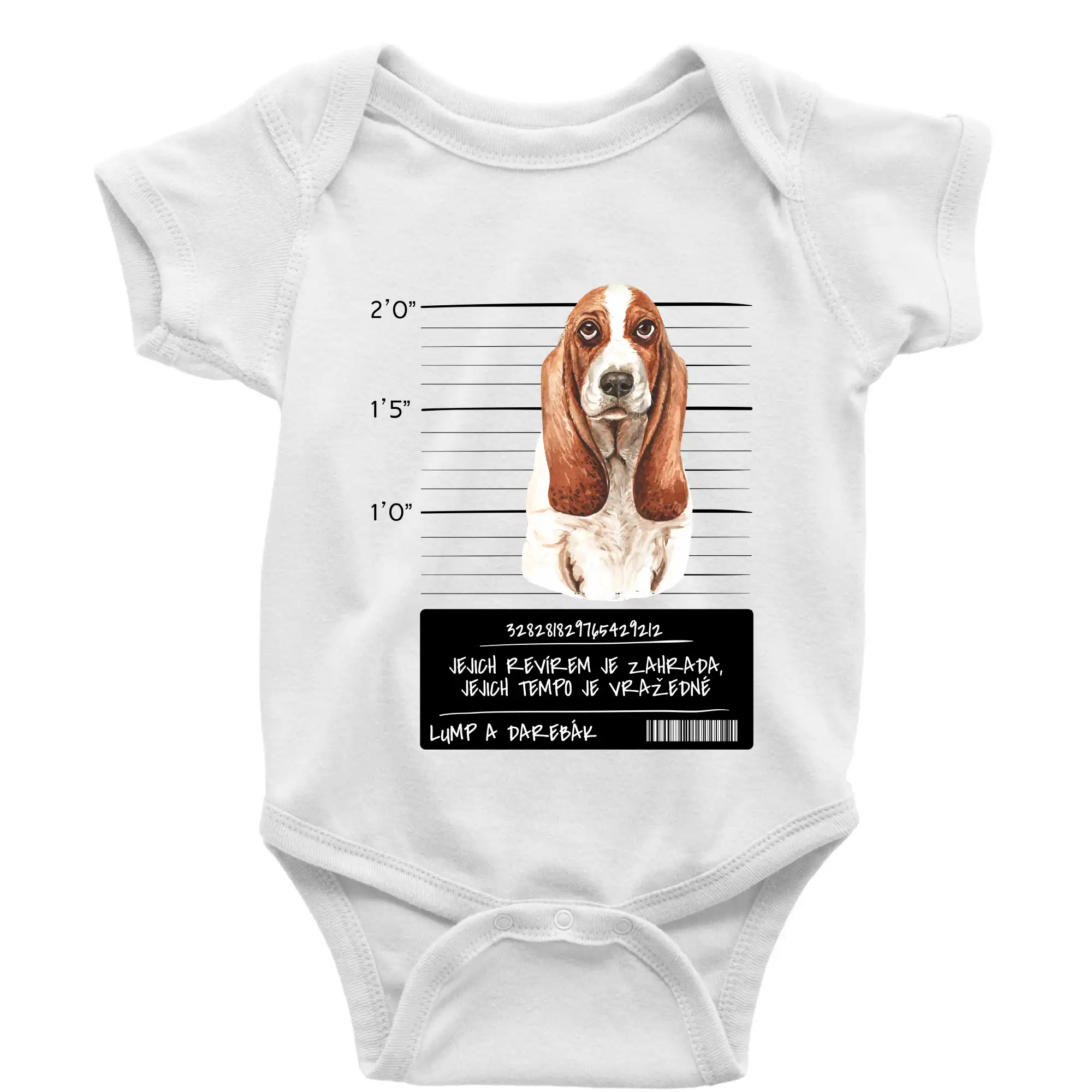 Baset na tričku - Baset - lump a darebák   - Body dojčenské s krátkym rukávom