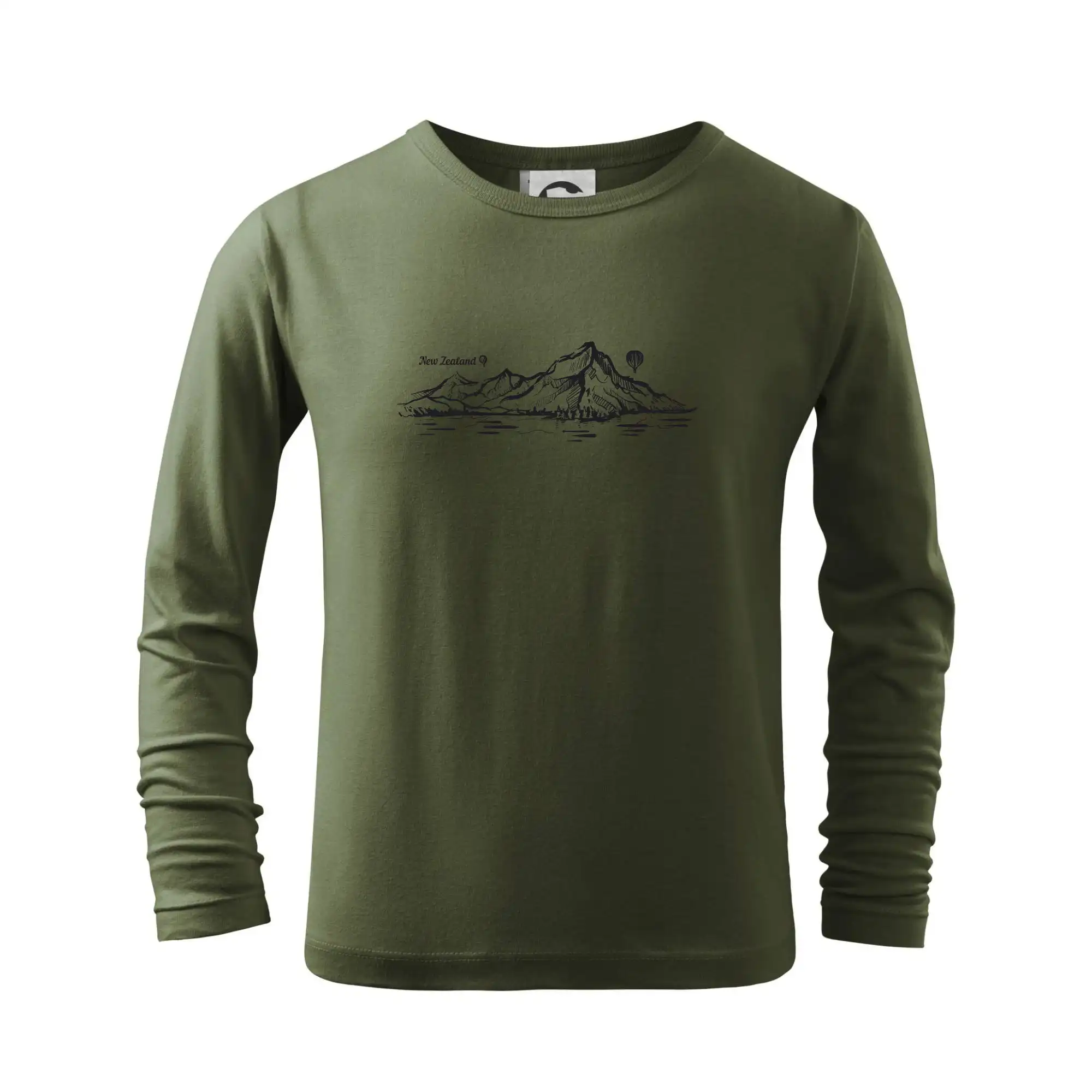 Ostatné mestá / miesta - Nový Zéland nápis a hory Aoraki - Mount Cook - Tričko detské Long Sleeve