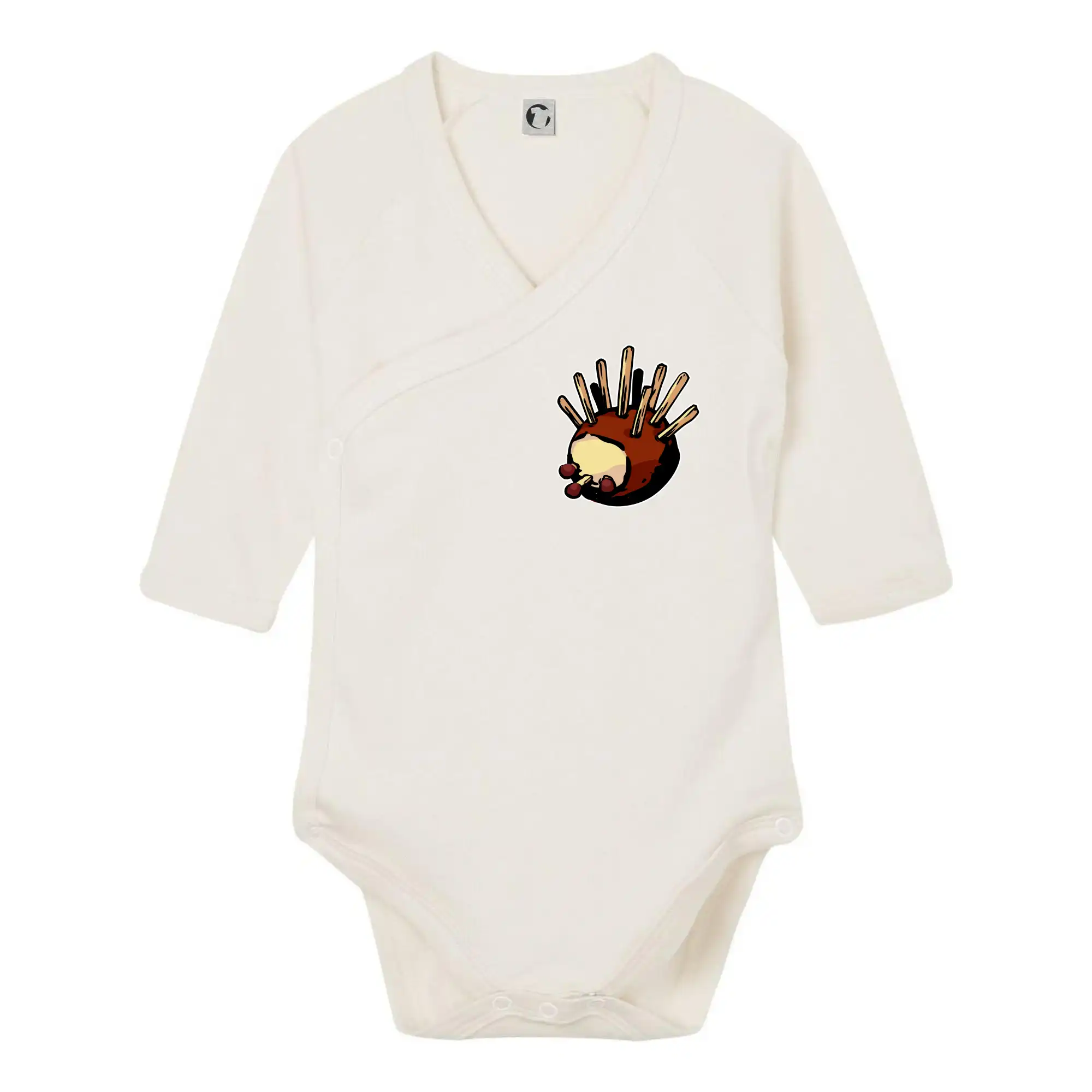 Tričká na chalupu - Gaštanový ježko - prsník - Body zavinovacie s dlhým rukávom