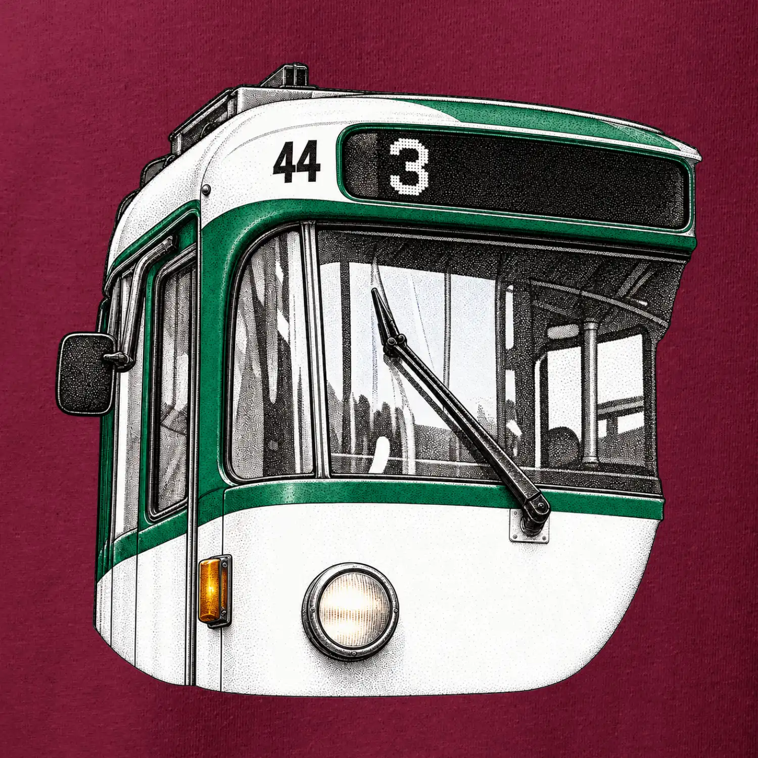 Detail čela T3R SLF tečkovaná perokresba