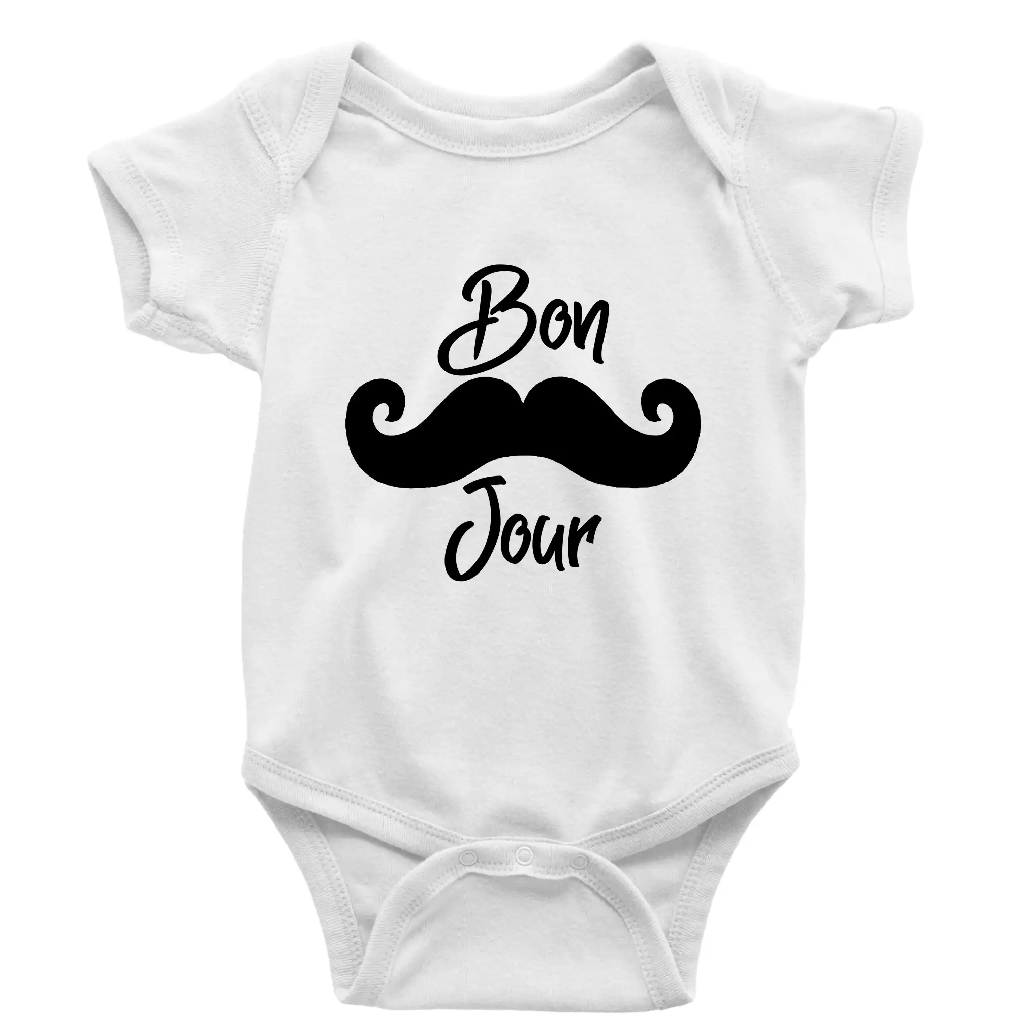 Tričká s fúzikmi - Mustache Bon Jour - Body dojčenské s krátkym rukávom