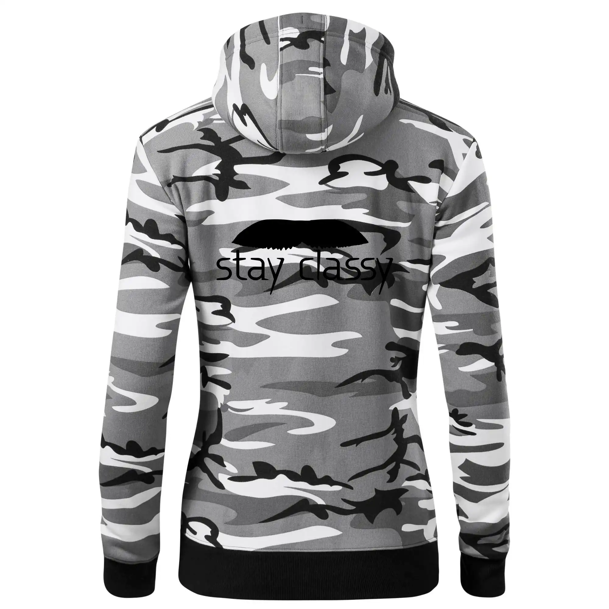 Tričká s fúzikmi - Stay Classy - mustache - Mikina dámska trendy zipper s kapucňou