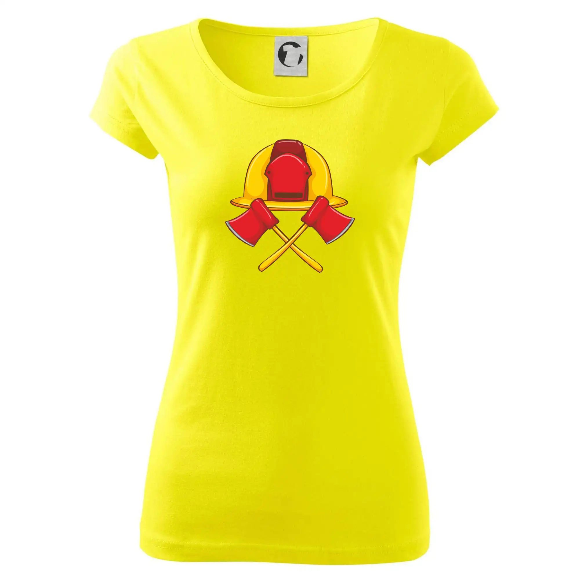 Originálne tričká pre hasičov - Hasičská helma a sekera - Dámske tričko Pure