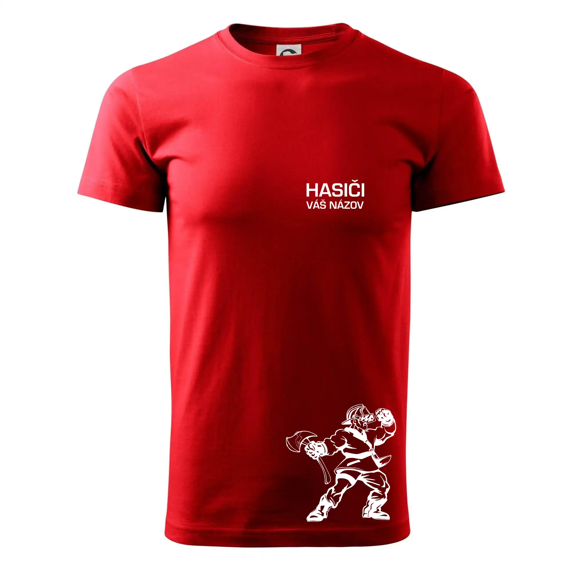 Originálne tričká pre hasičov - Hasič postava - vlastný názov - Tričko extra veľké  (5-8XL)