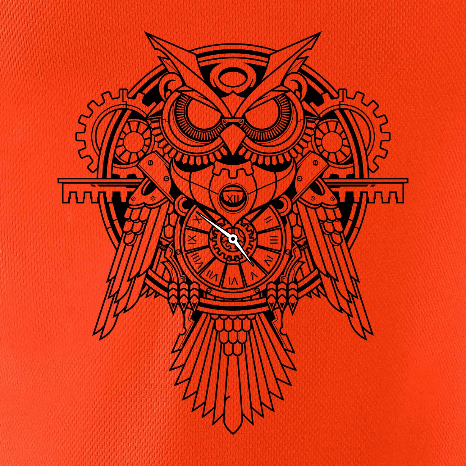 Steampunk sova černobílá