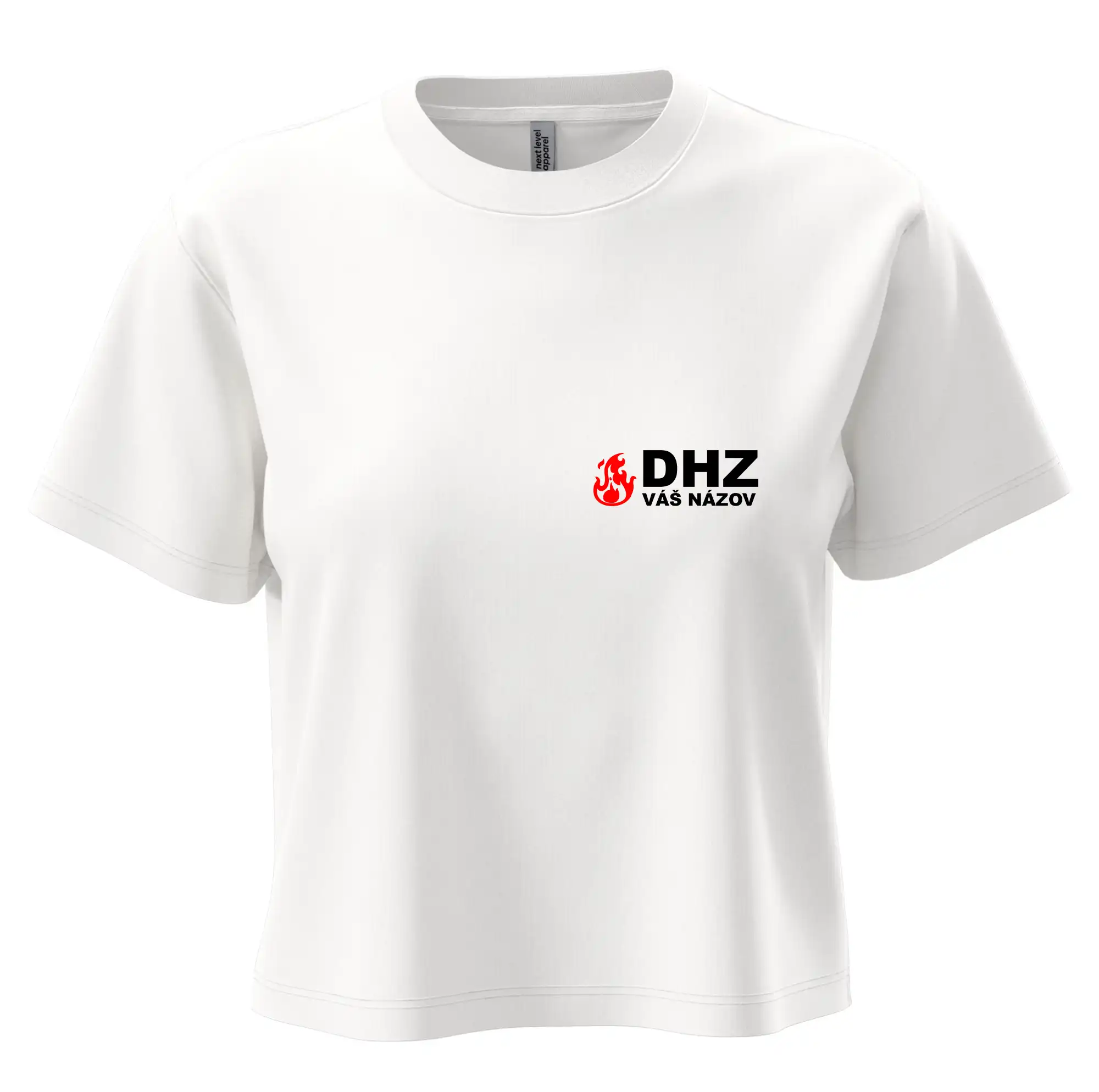 Originálne tričká pre hasičov - DHZ (oheň, názov sboru - vlastný nápis) - Boxy cropped tričko OVERSIZE