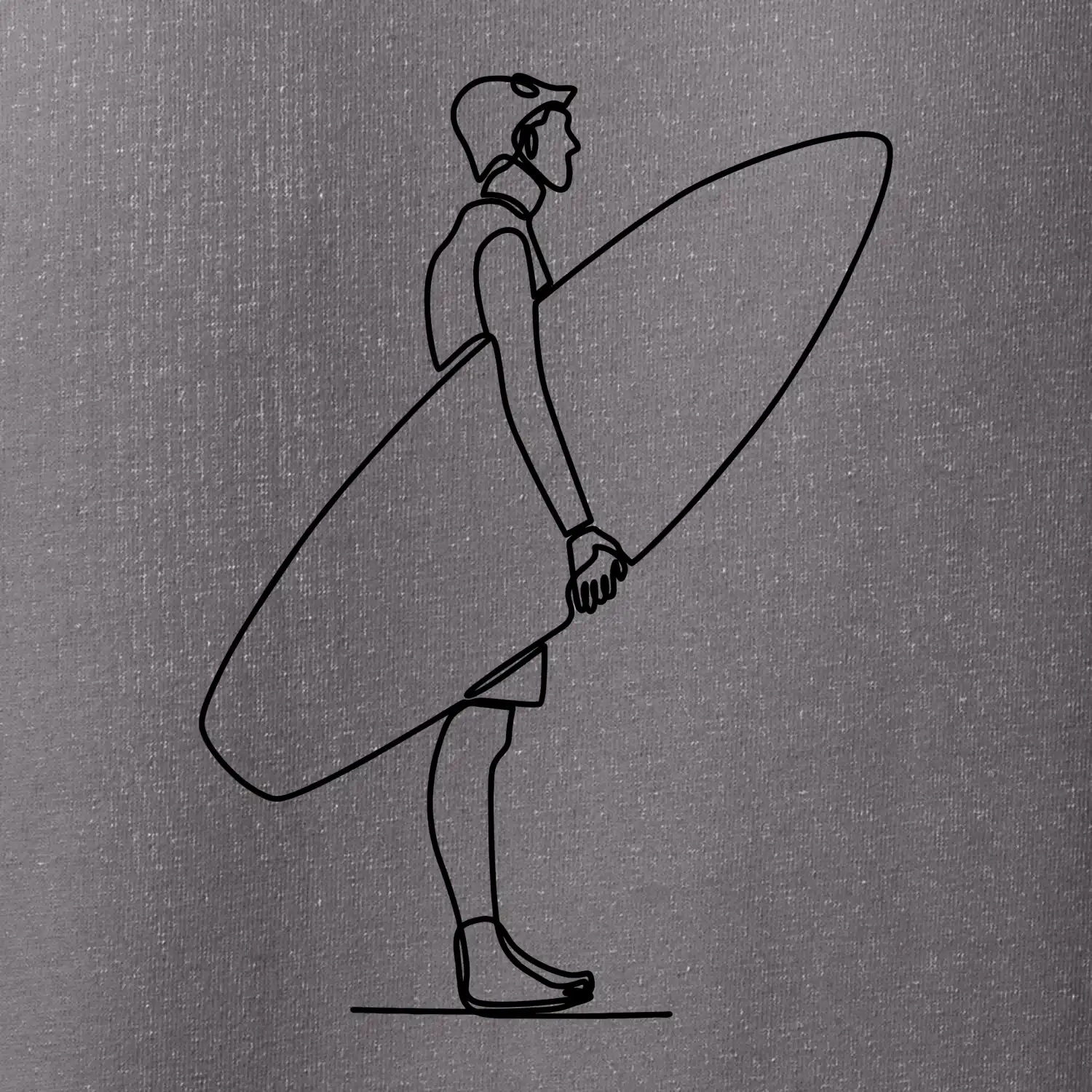 Surfař stojící jedním tahem