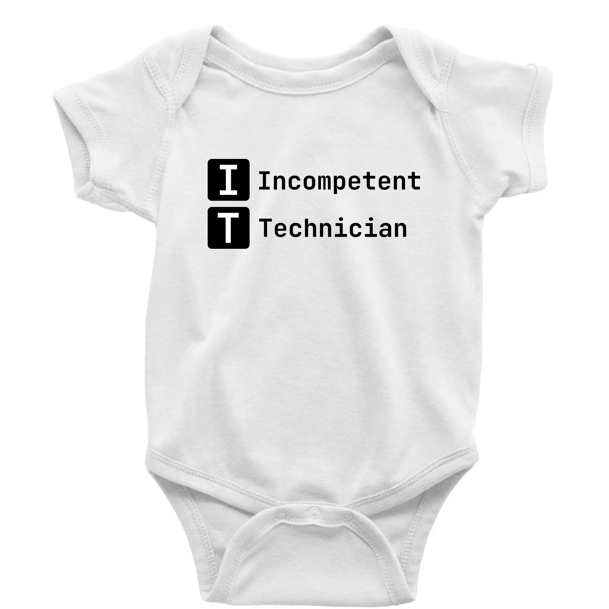 Tričká pre ajťákov - IT Nápis Incompetent Technician - Body dojčenské s krátkym rukávom