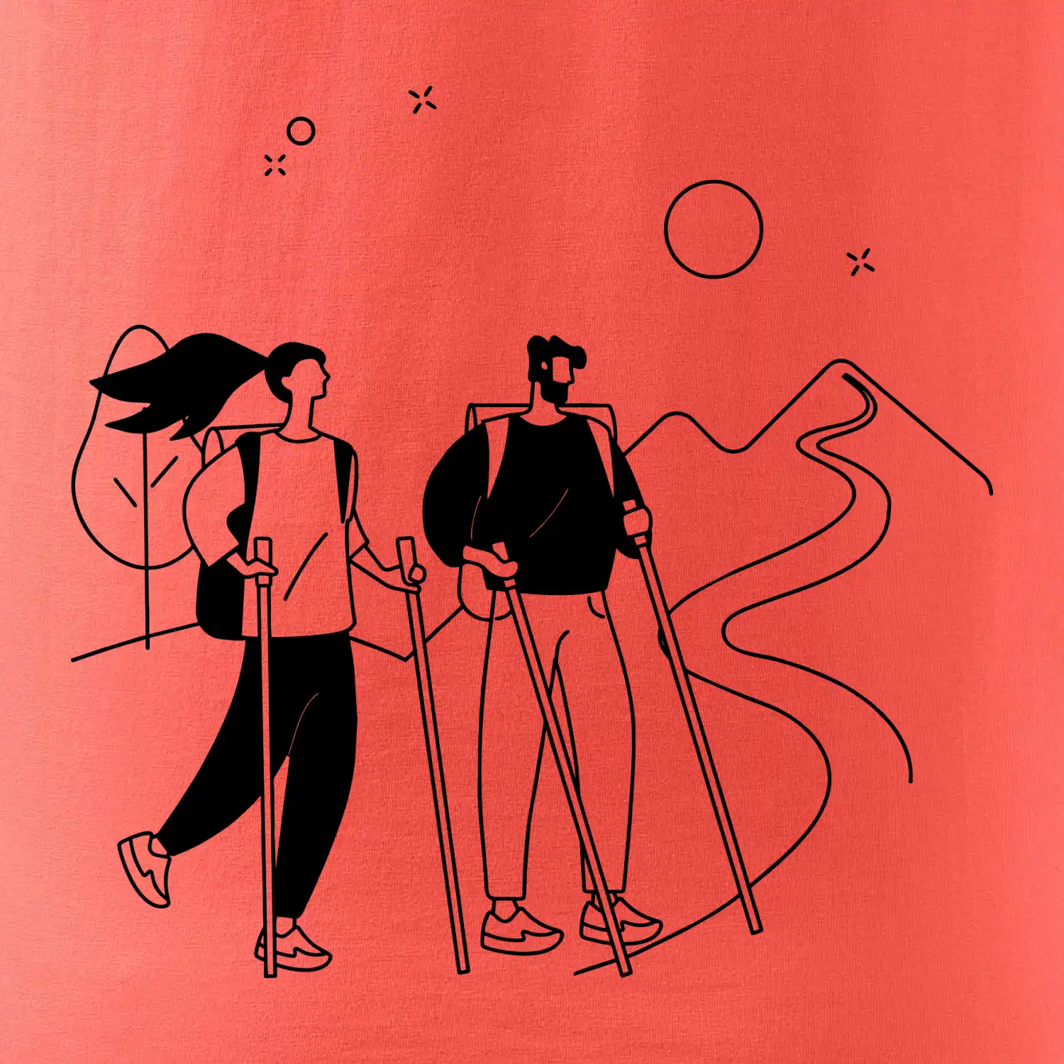 Kreslený pár na výletě