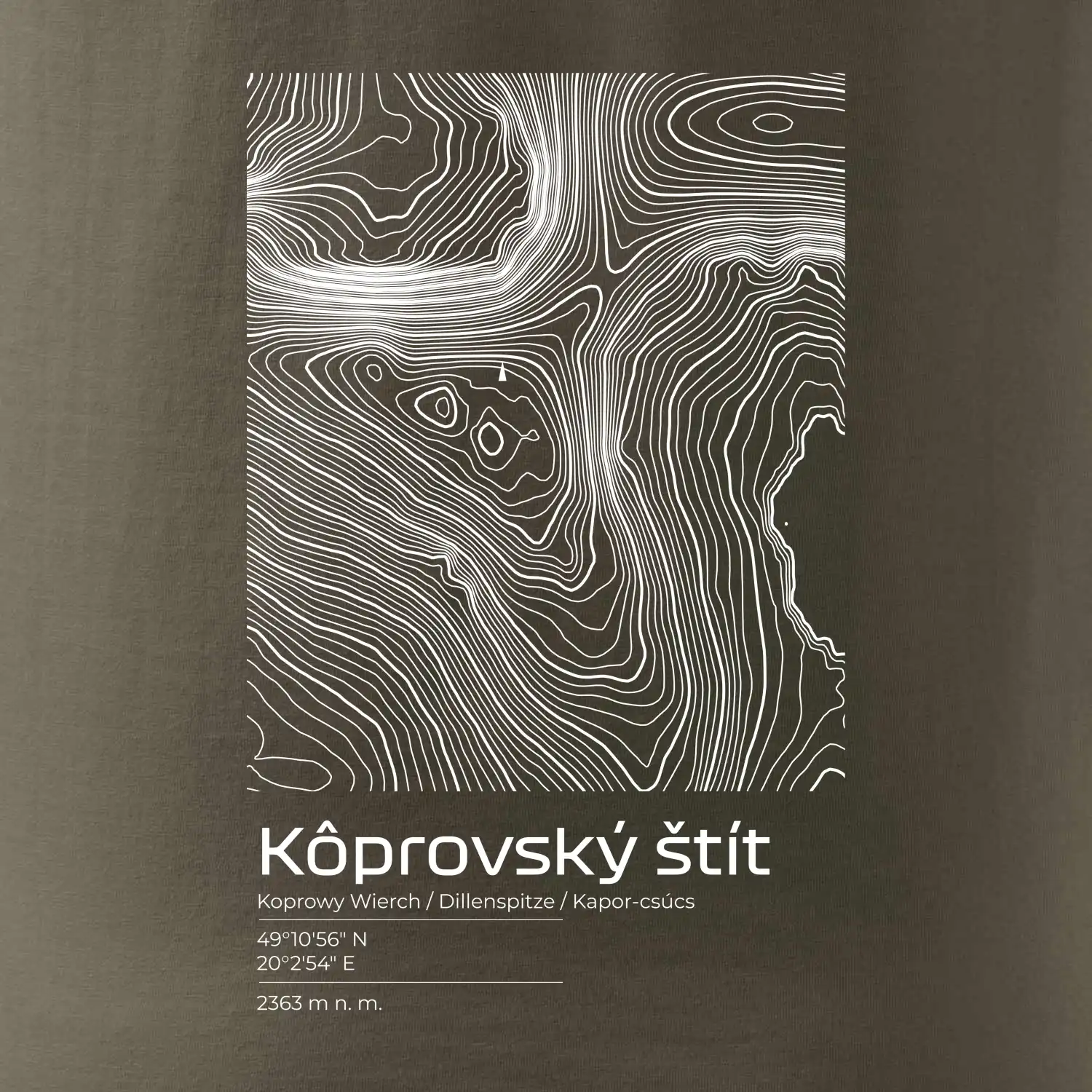 Kôprovský štít - vrstevnice v obdélníku