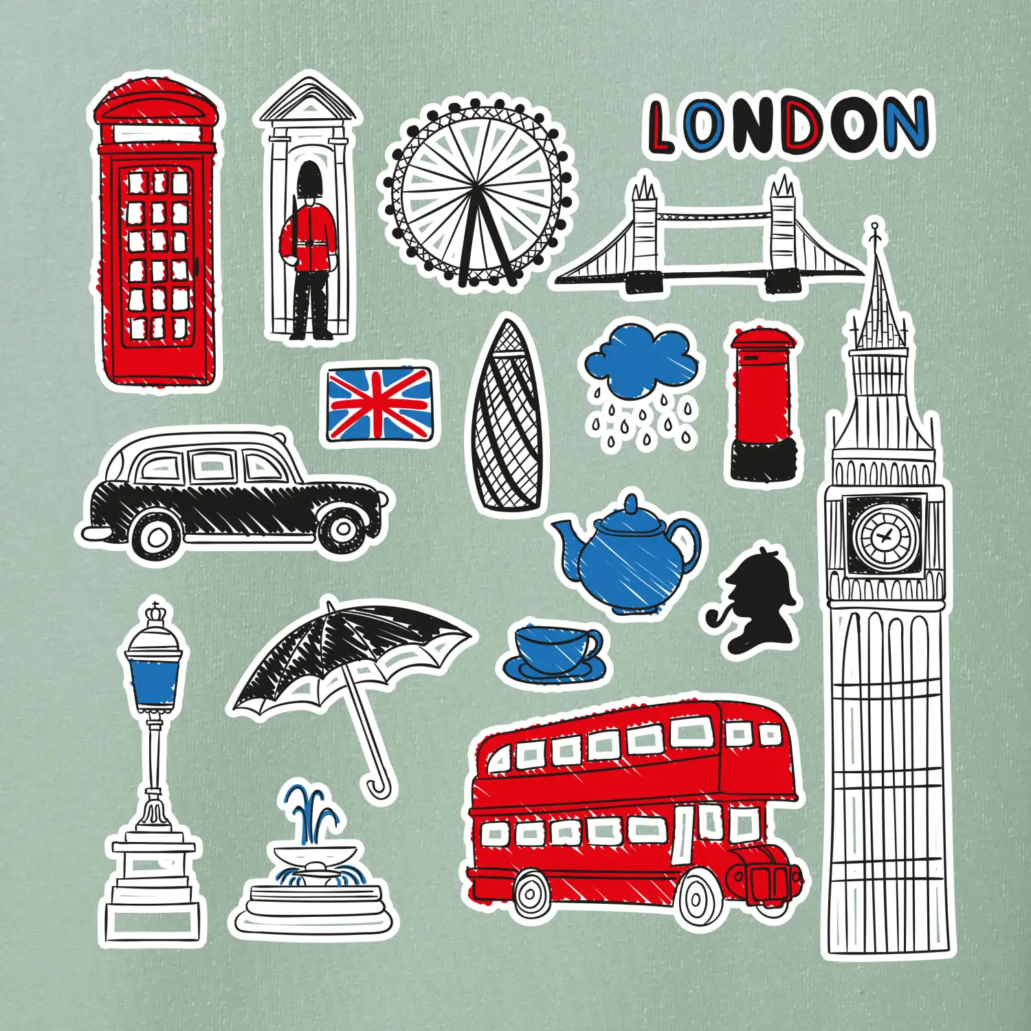 Velká Británie - kreslené ikonky