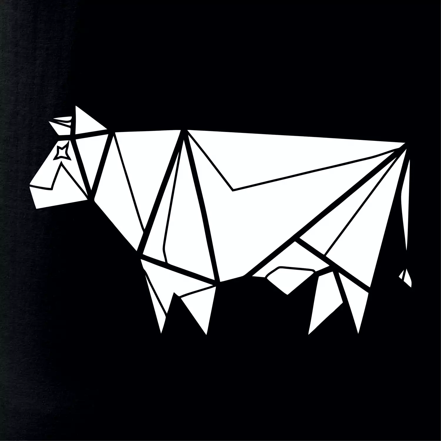 Origami kráva z boku