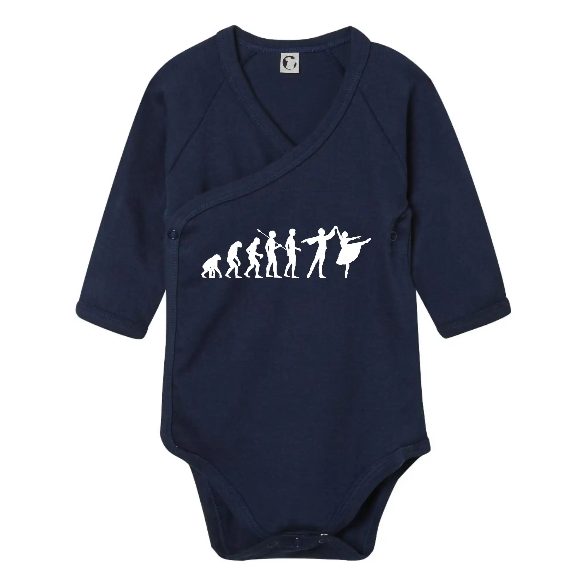 Evolúcia tanec - muž a žena so sukňou - Body zavinovacie s dlhým rukávom