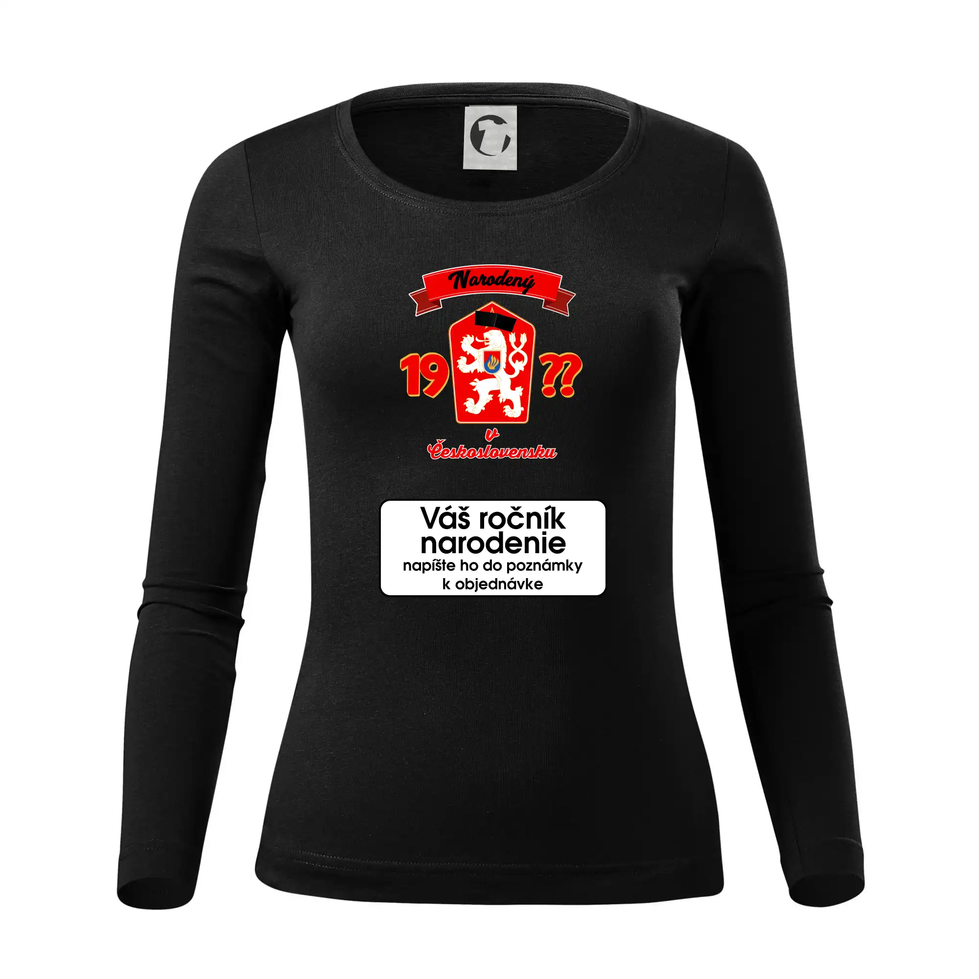 Prelepená hviezda - Narodený v Československu - vlastný ročník - Dámske tričko FIT-T LS - zužené