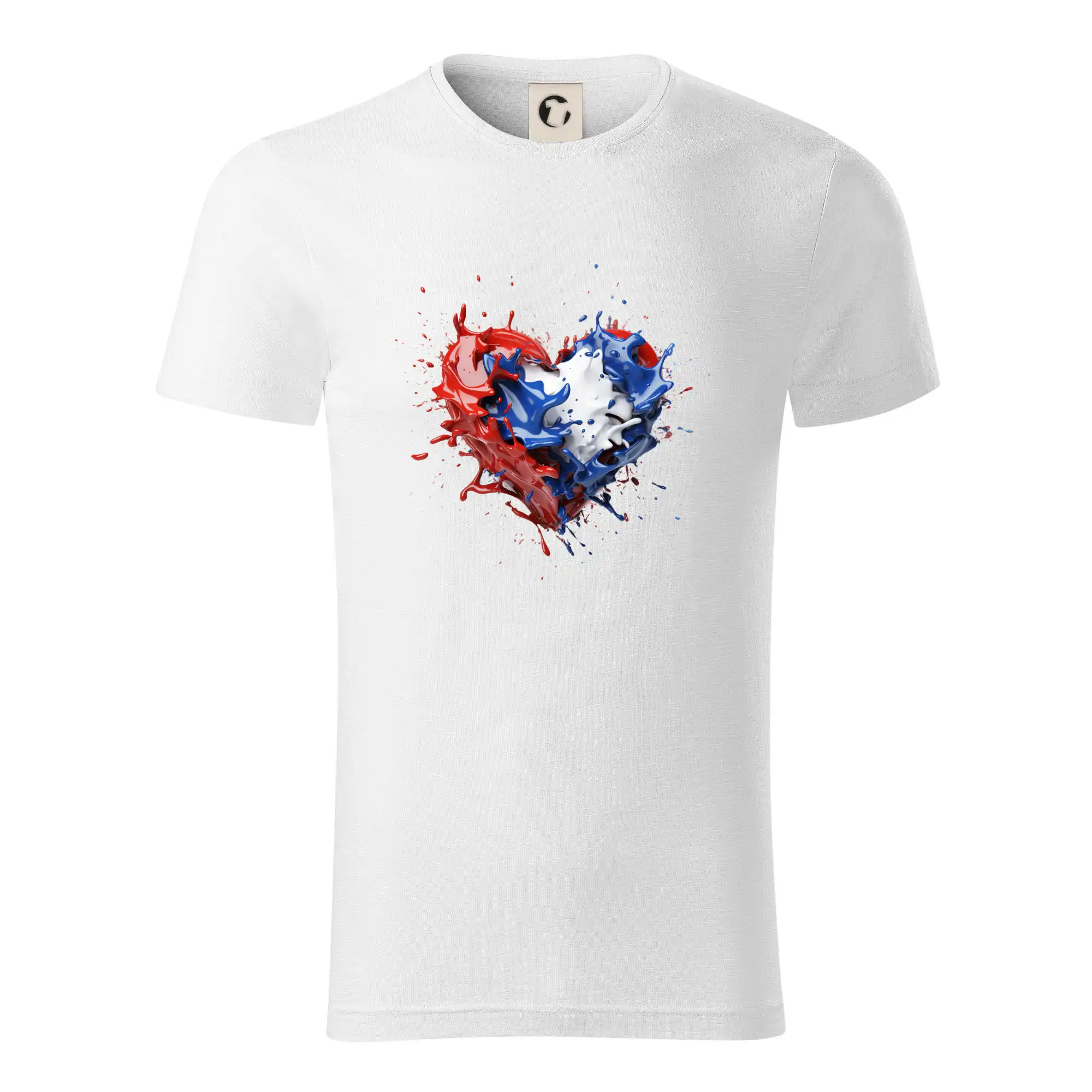 Motívy štátnych vlajok - Srdce rozprsknuté - Slovenské farby - Tričko z organickej bavlny