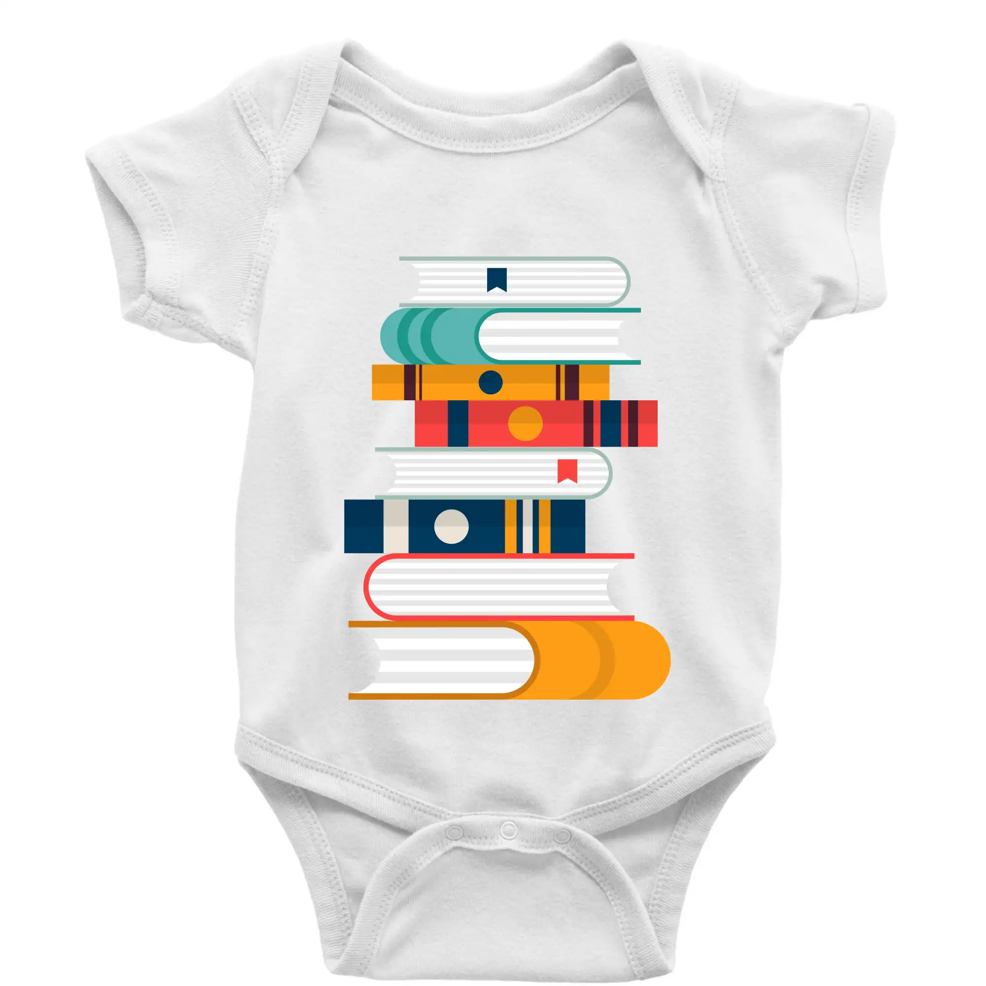 Tričká s motívom kníh pre milovníkov čítania a vône papiera - Knihy flat design - Body dojčenské s krátkym rukávom