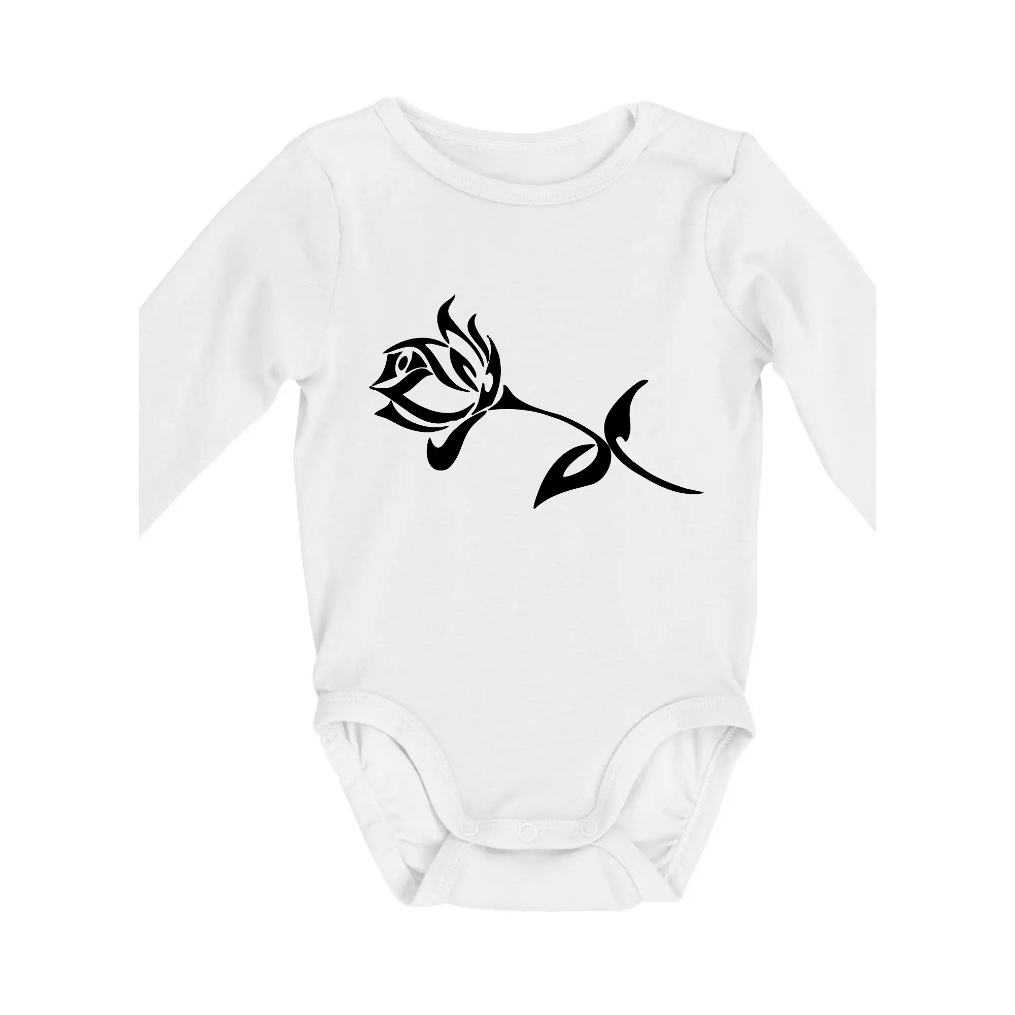 Tričká s kvetinami - Ruže obrys - Body dojčenské s dlhým rukávom