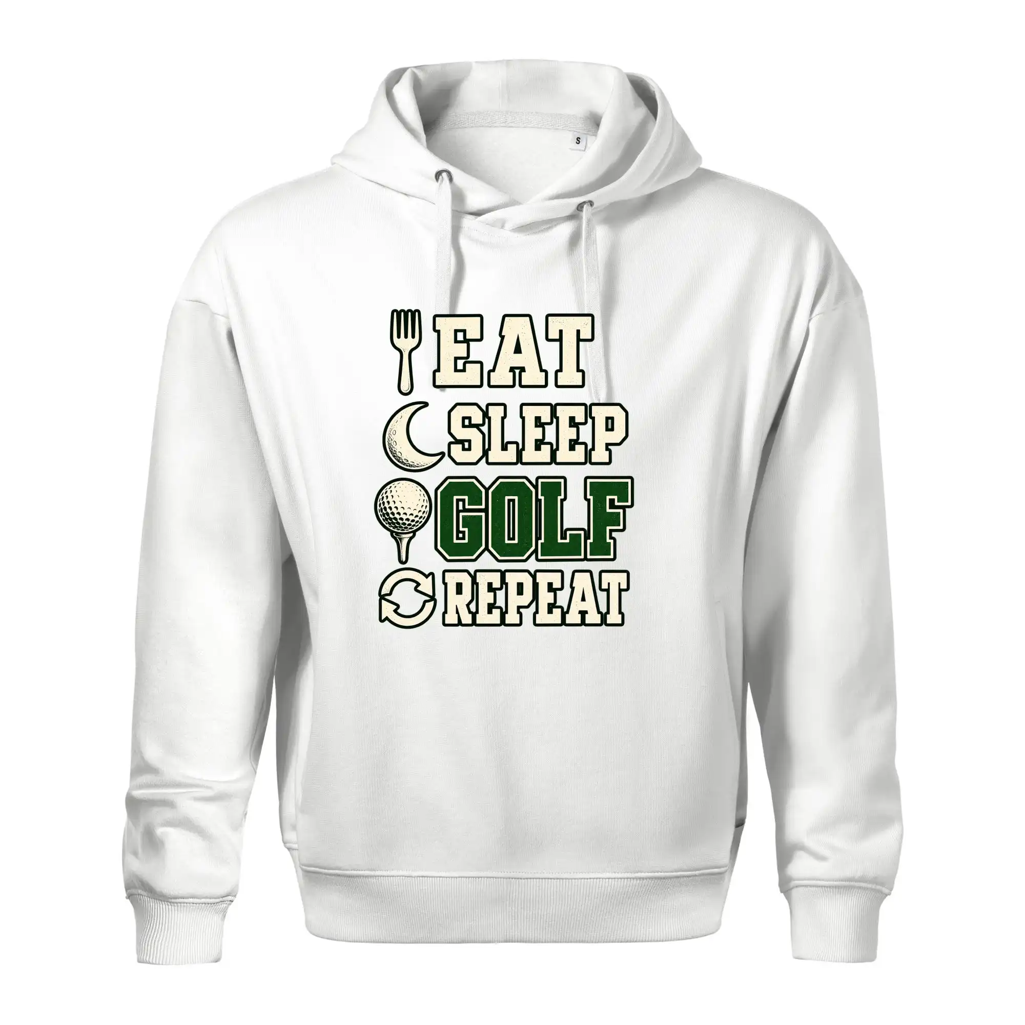 Eat sleep golf repeat typografie
