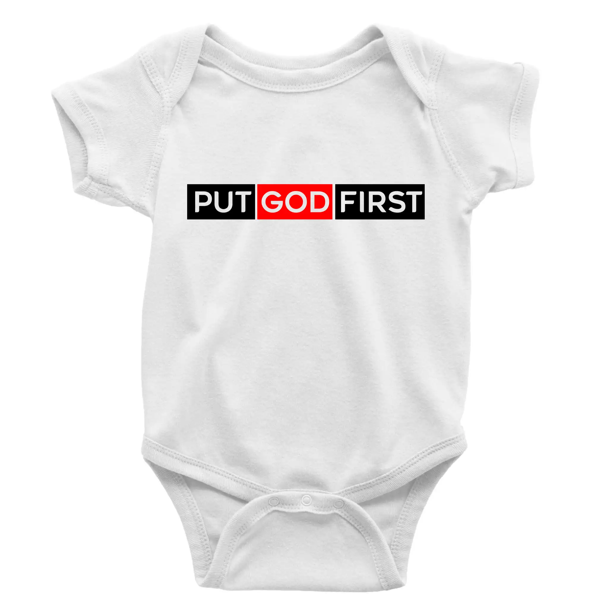 Put God first obdĺžnik - Body dojčenské s krátkym rukávom