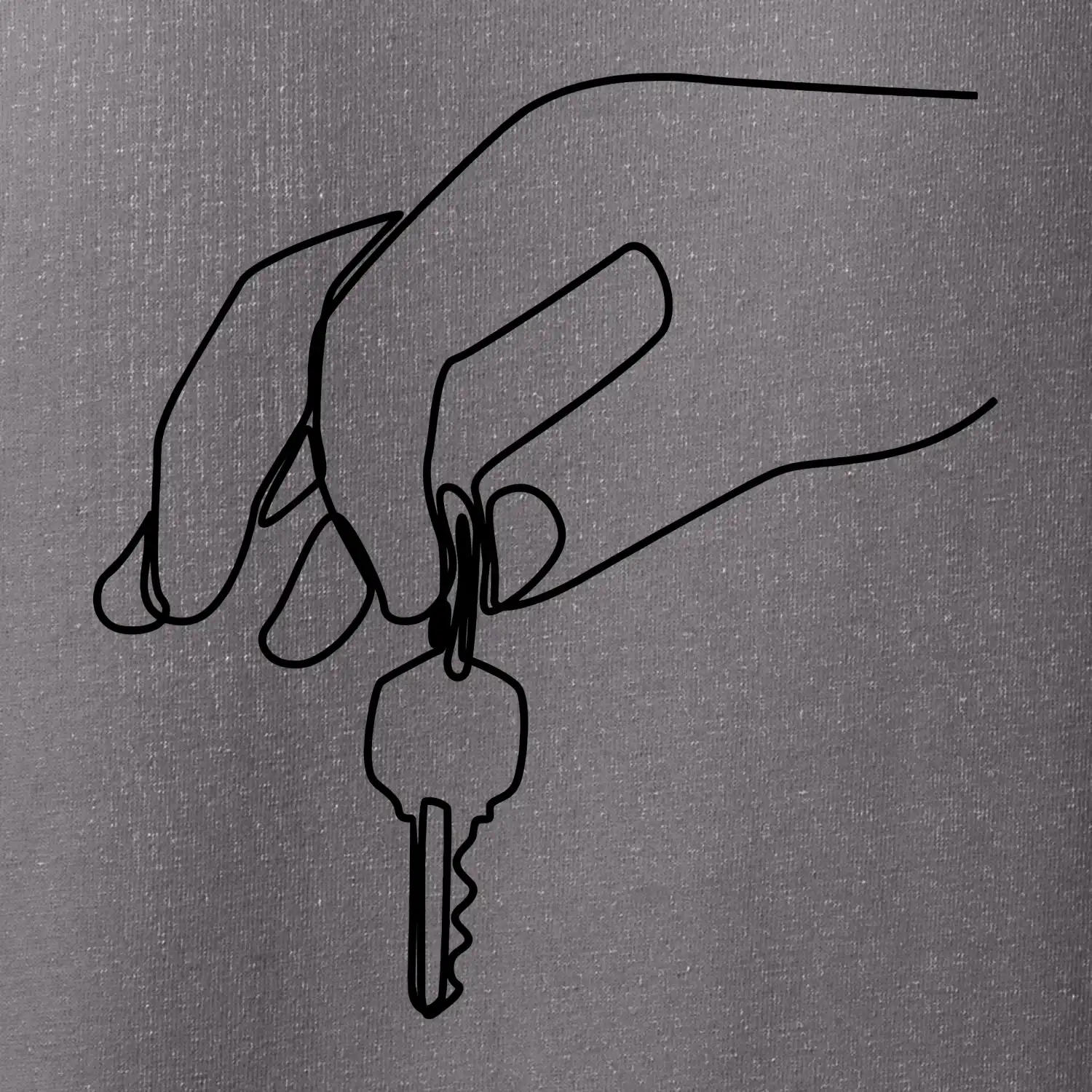 Klíče a ruka jedním tahem