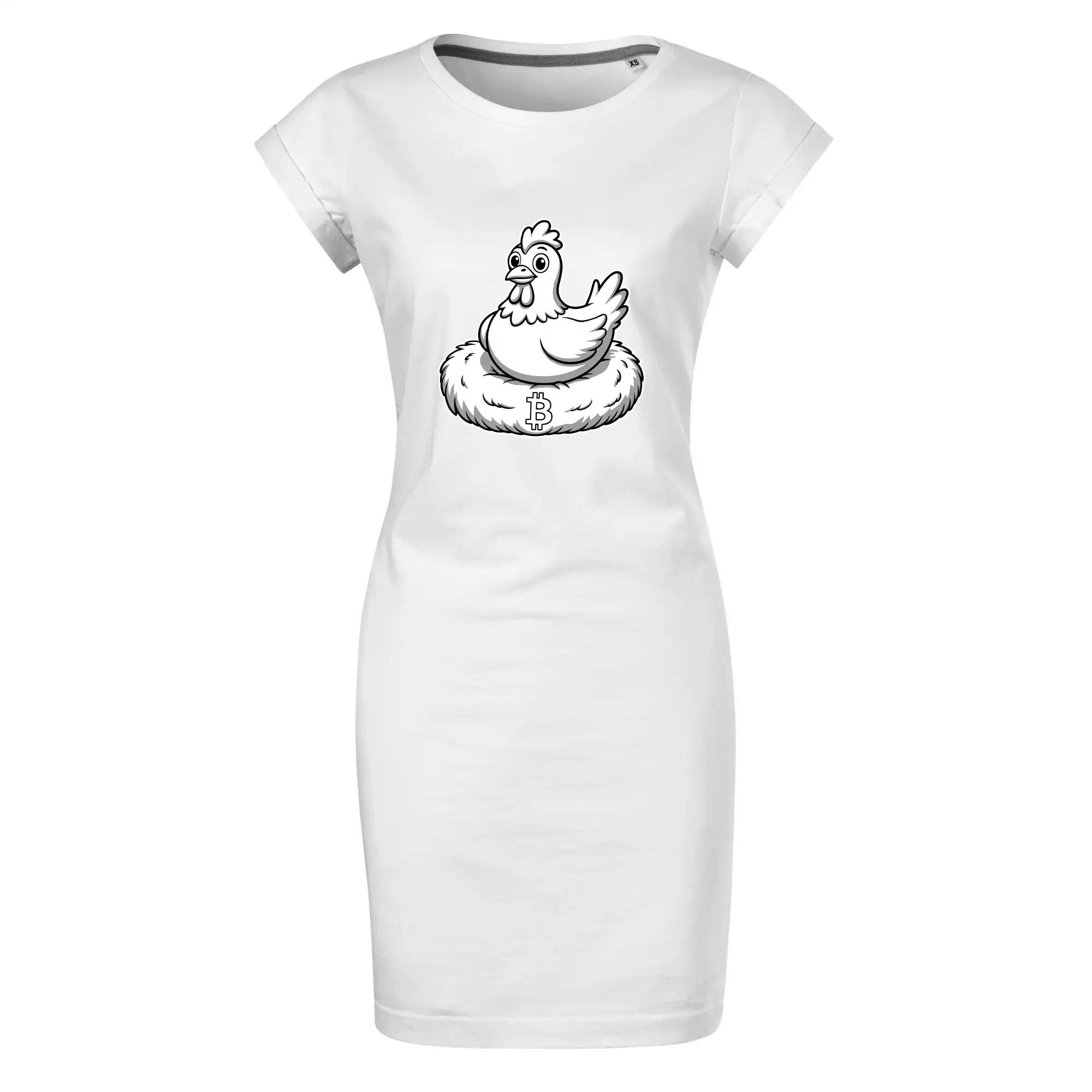 Kuře sedící na bitcoinovém hnízdě