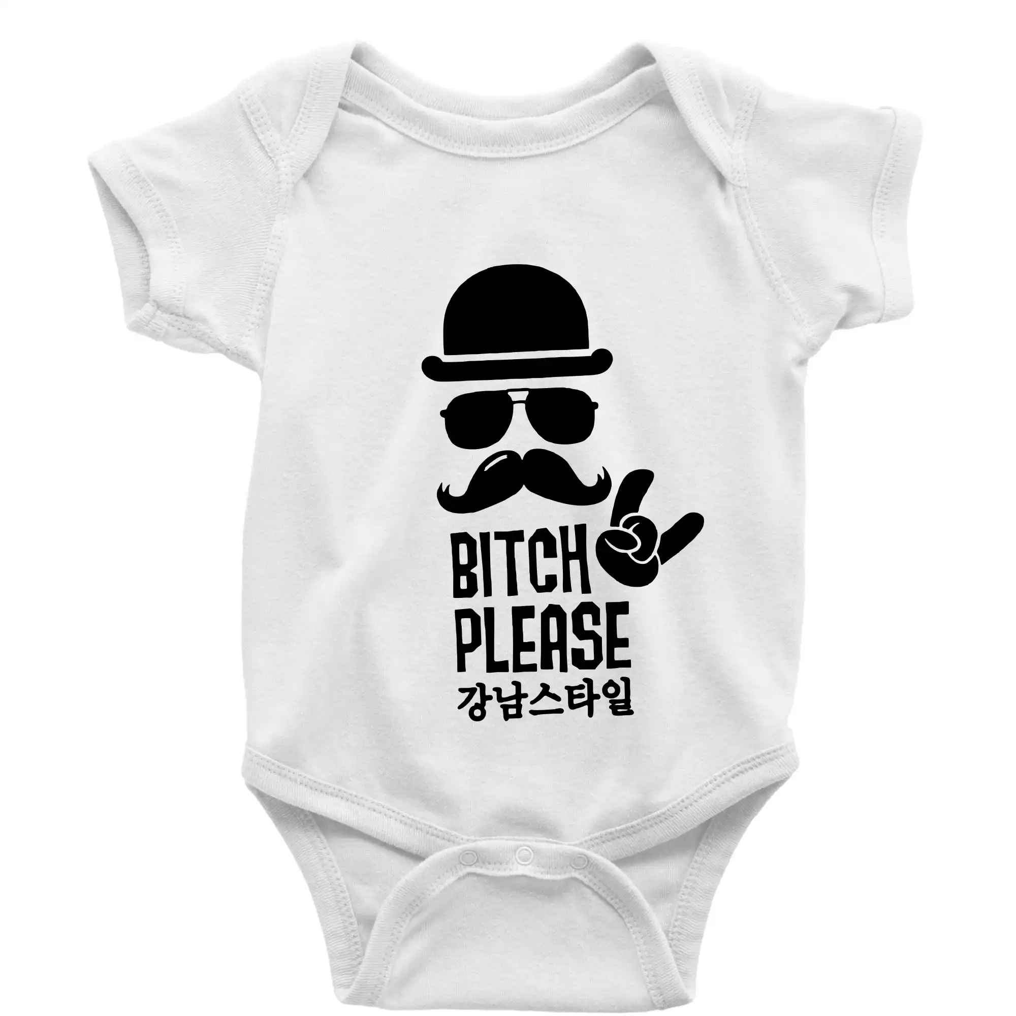 Tričká s fúzikmi - Bitch please! Mustache - Body dojčenské s krátkym rukávom