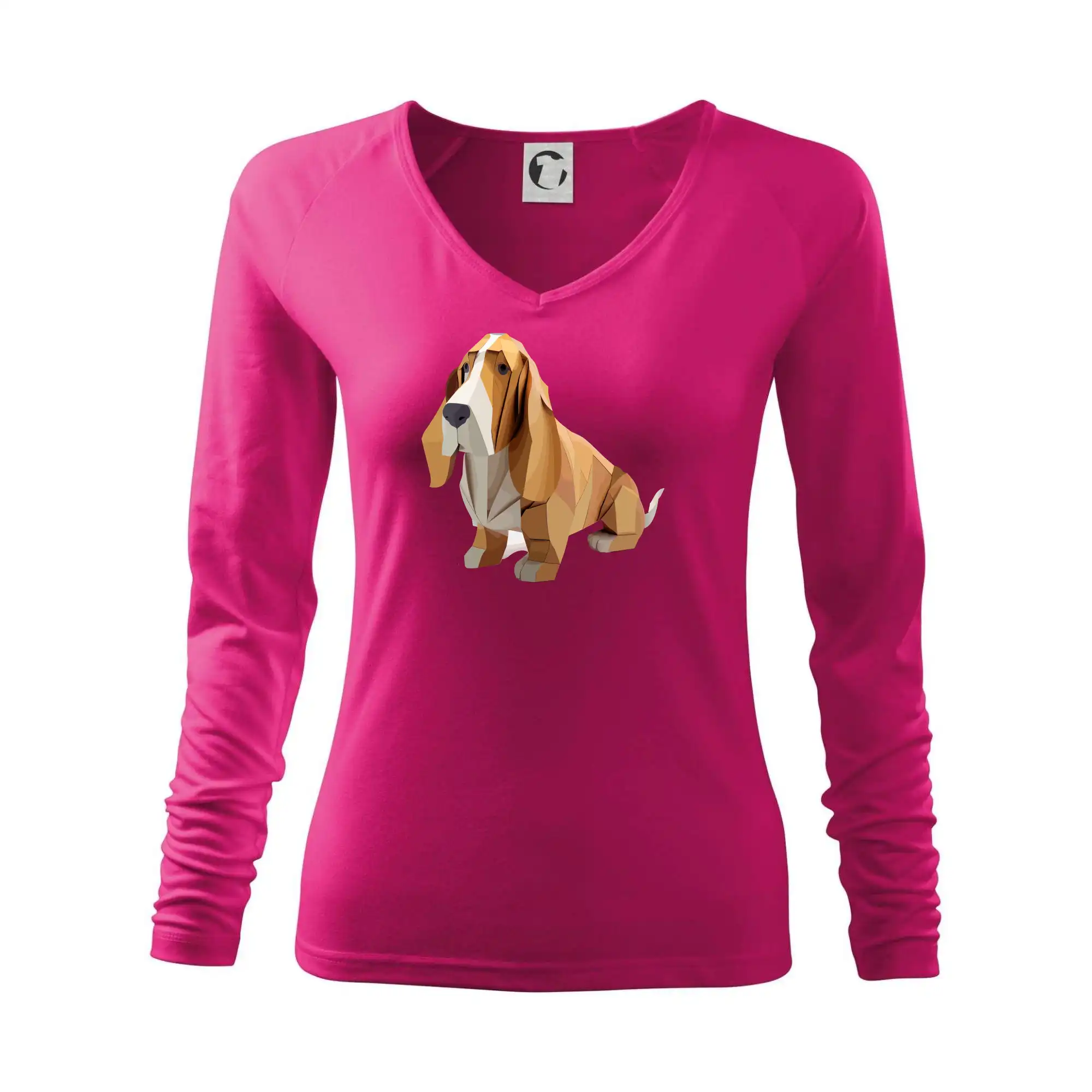 Baset na tričku - Baset zlepený z papiera - Tričko dámske Elegance