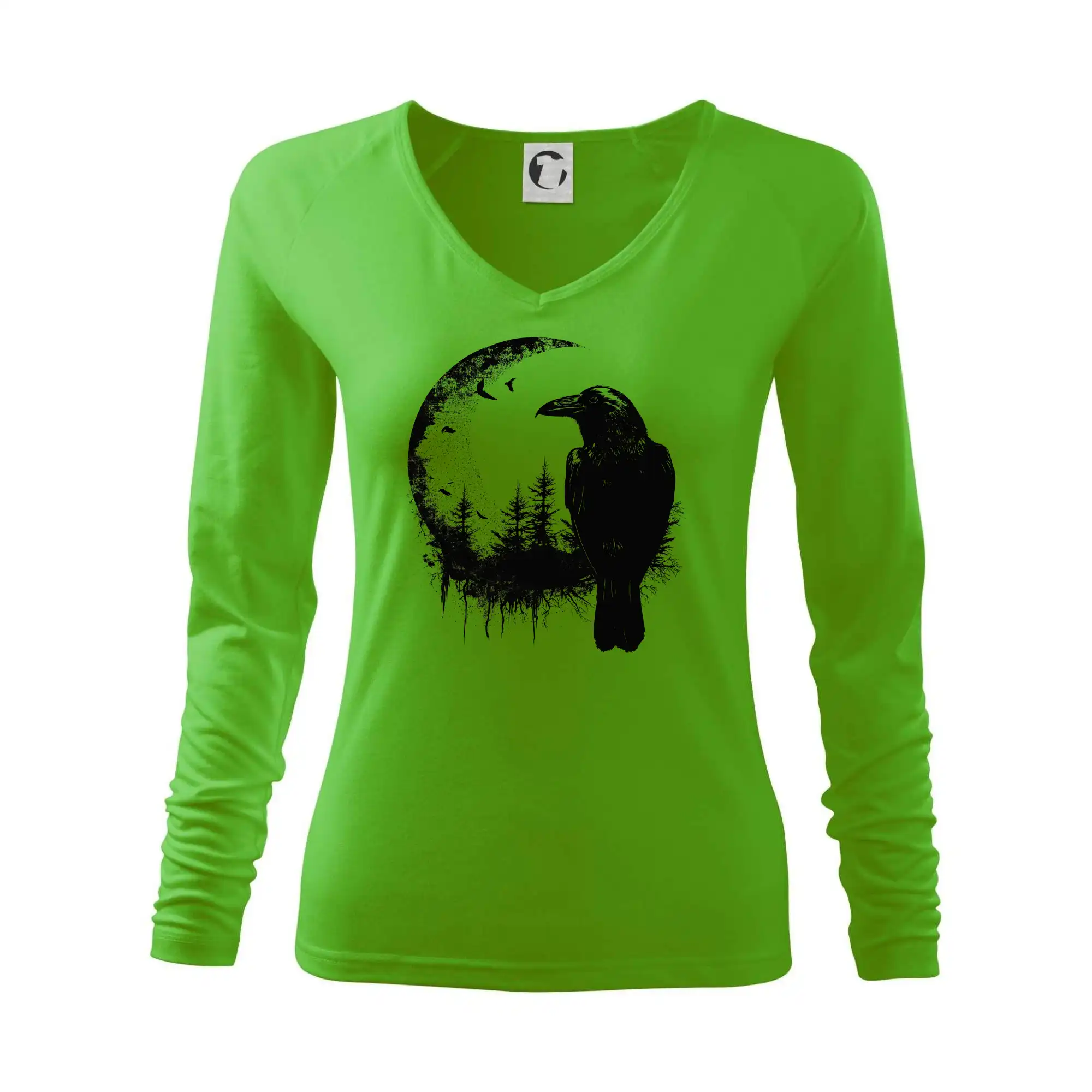 Tričko s motívmi vtákov - Vrana a mesiac - Tričko dámske Elegance