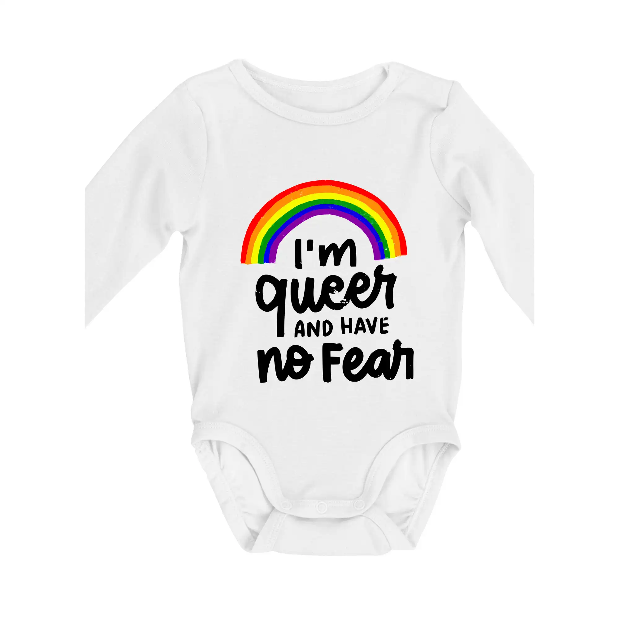 Tričká pre LGBT a Queer komunitu - Im queer and have no fear - Body dojčenské s dlhým rukávom
