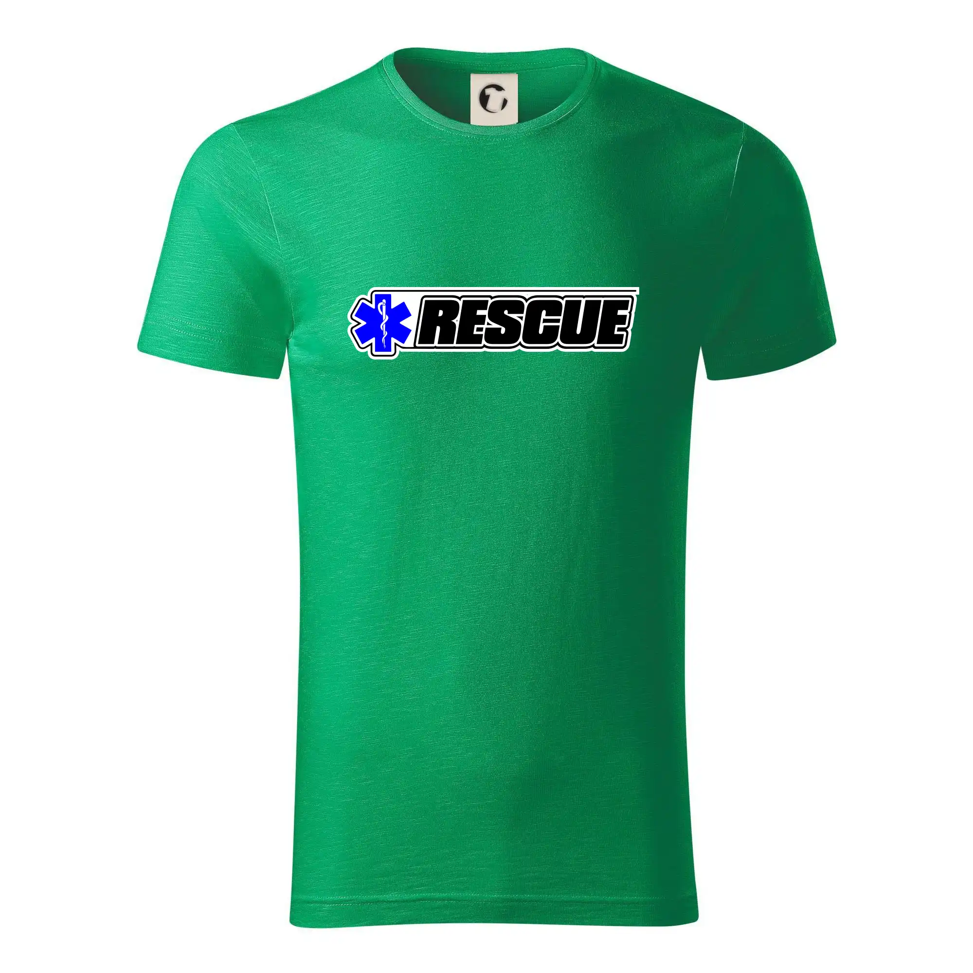 Tričká a mikiny pre záchranárov a lekárov - Kvalitné oblečenie pre zdravotníkov - Záchranár rescue kríž modrý - Tričko z organickej bavlny