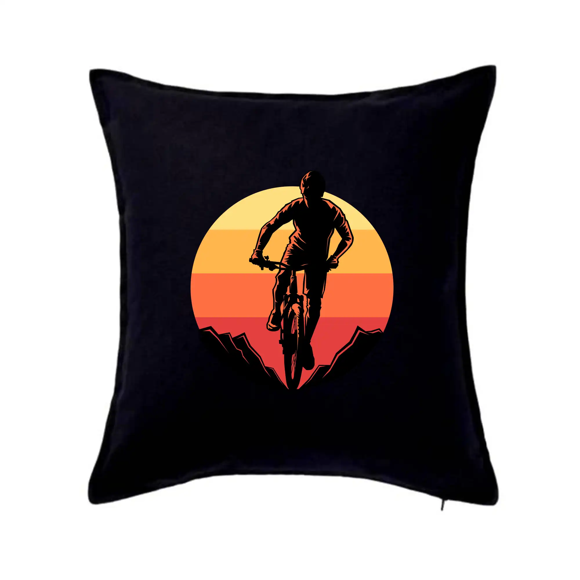 Tričko ako darček pre cyklistu - MTB cyklista a západ slnka - Vankúš 50x50