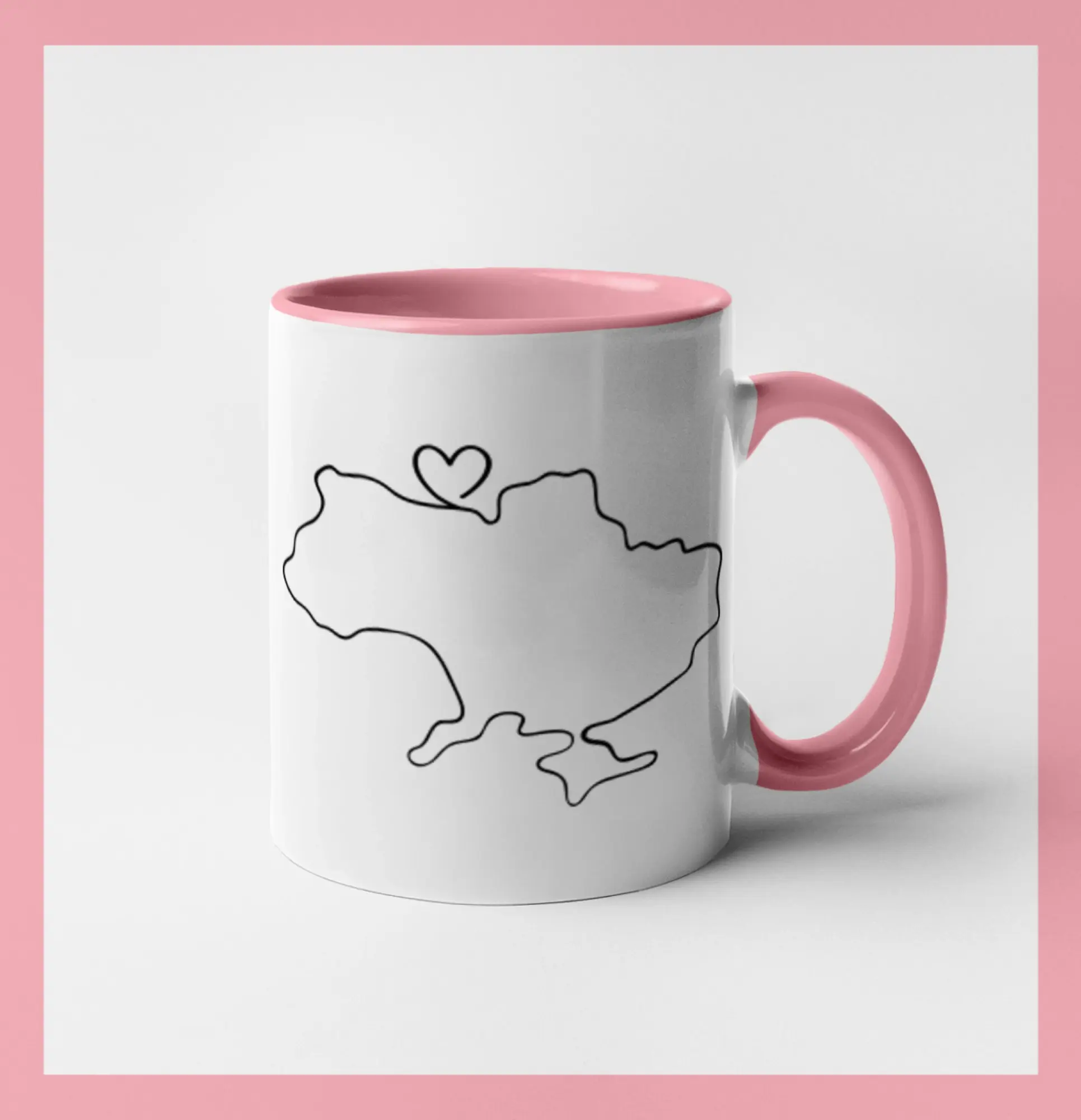Tričká s vlajkou ukrajiny - Mapa Ukrajiny - srdce - Hrnček 