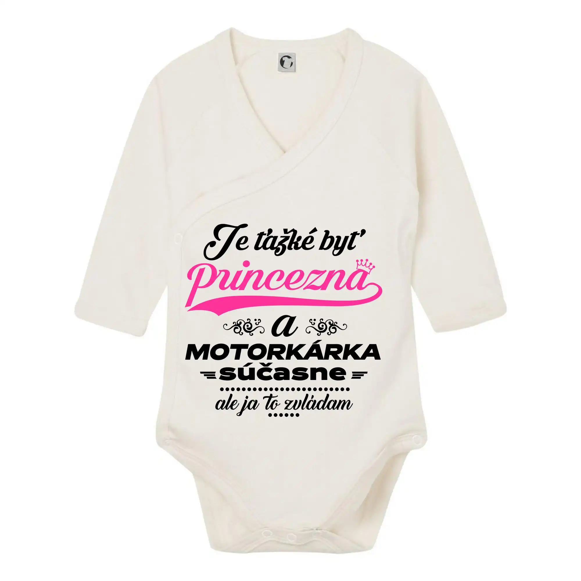 Tričká a mikiny s potlačou motoriek – pre pravých motorkárov - Je ťažké byť princezná motorkárka - Body zavinovacie s dlhým rukávom