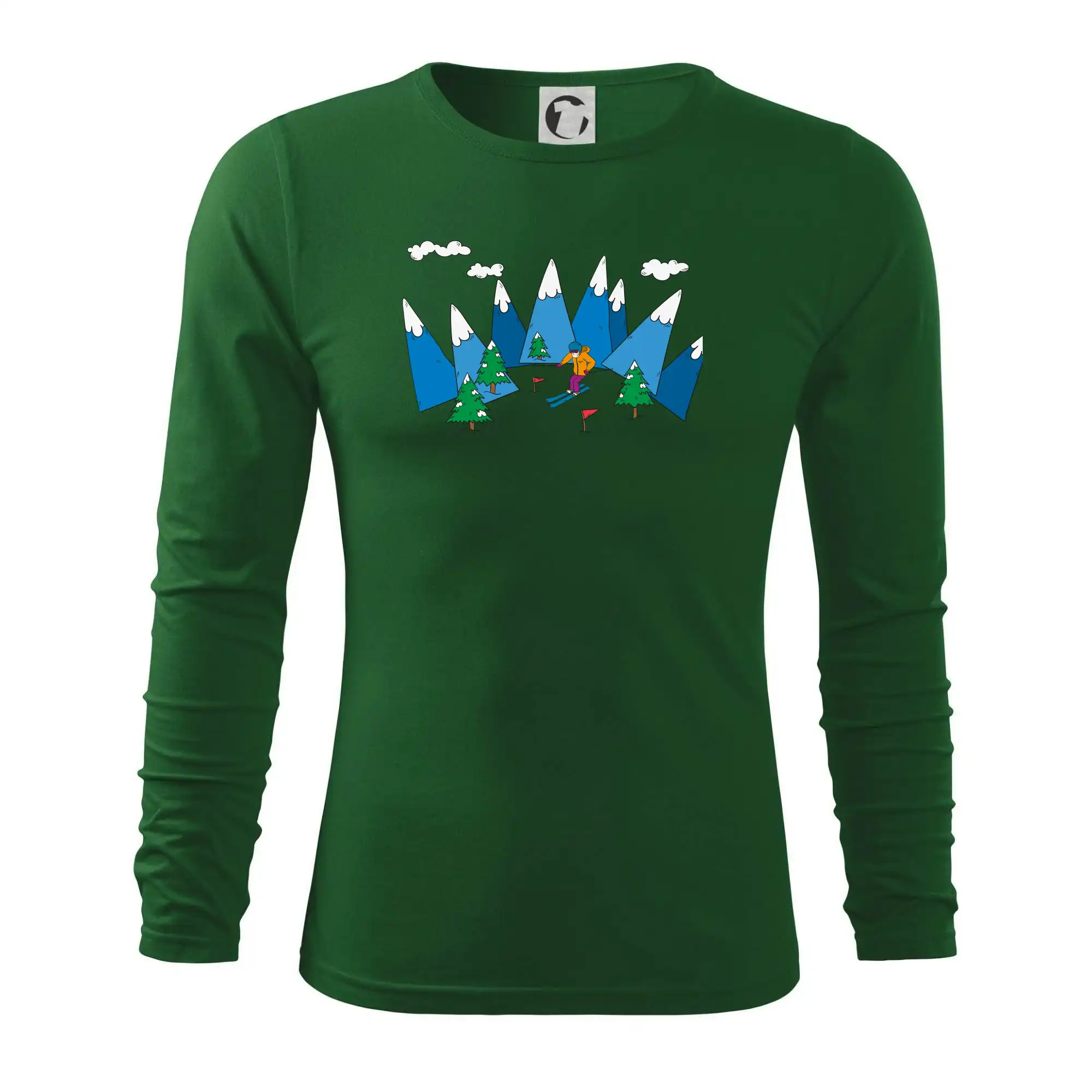 Lyžař a barevné hory