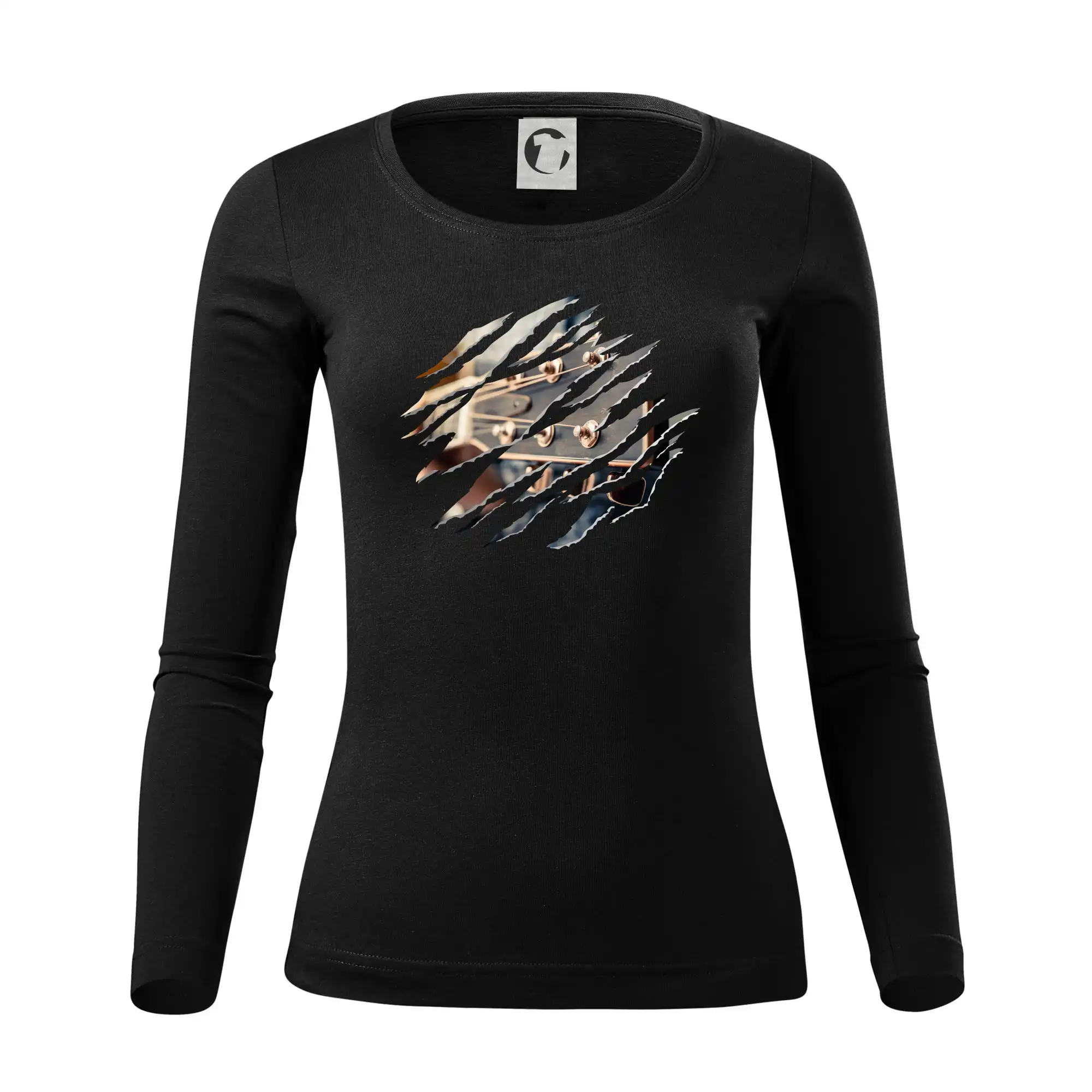 Roztržené triko - kytara krk