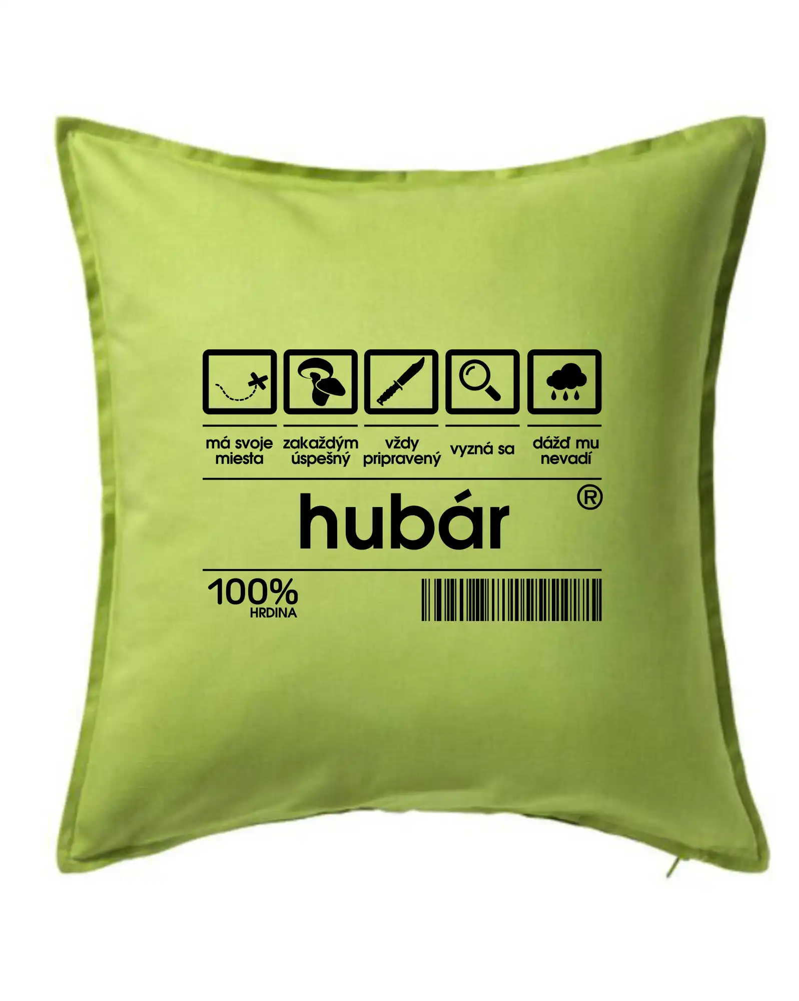 Tričká na chalupu - Čiarový kód - Hubár - Vankúš 50x50