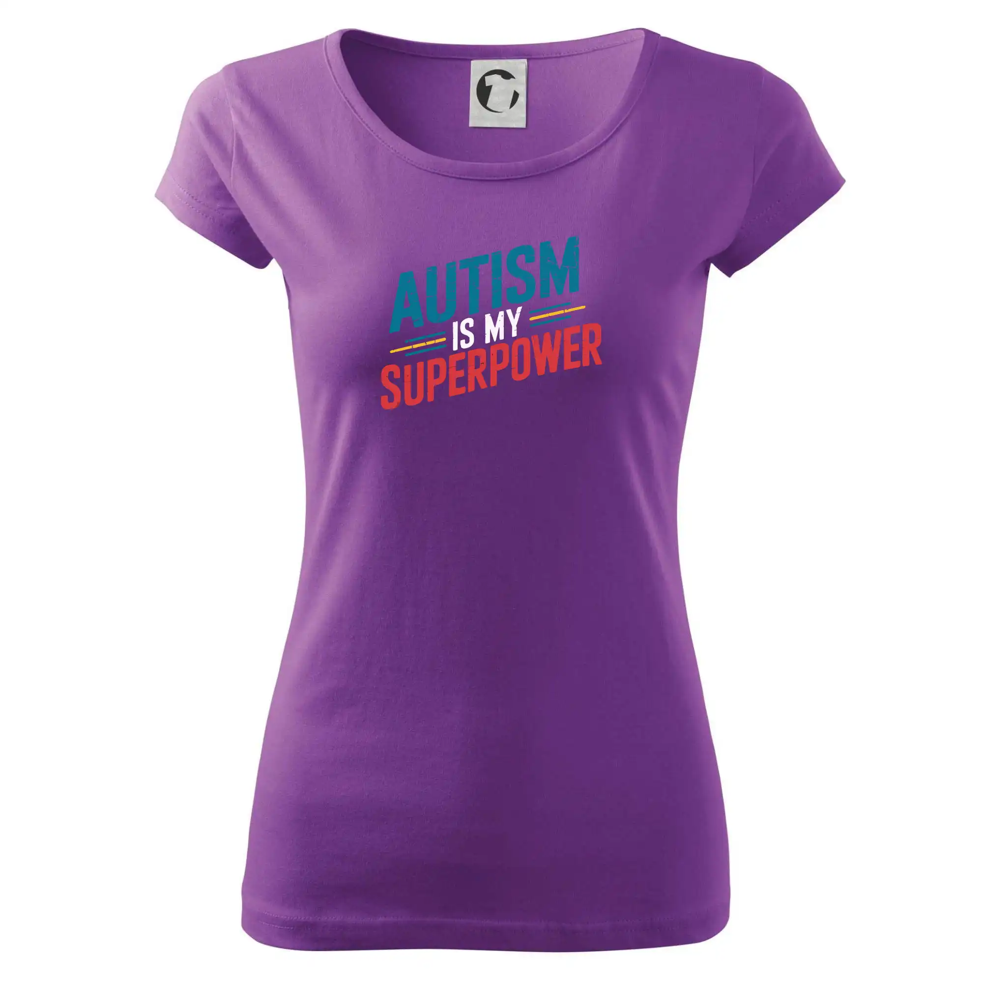 Tričká a mikiny pre autistov - Šikmý nápis Autism is my superpower - Dámske tričko Pure