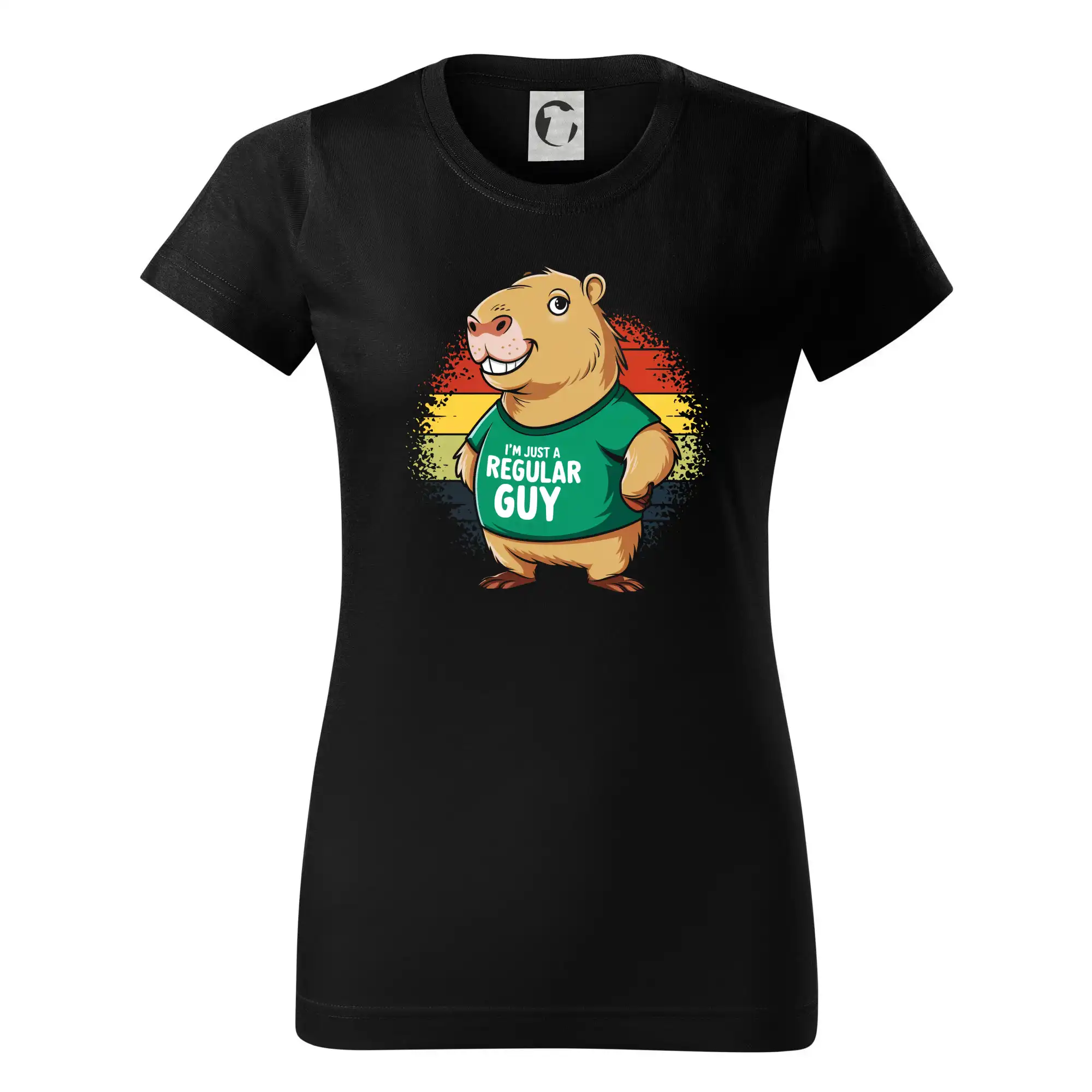 Tričká so zvieratami - Capybara I'm just a regular guy - Dámske tričko basic - ľahko voľnejšie a dlhšie